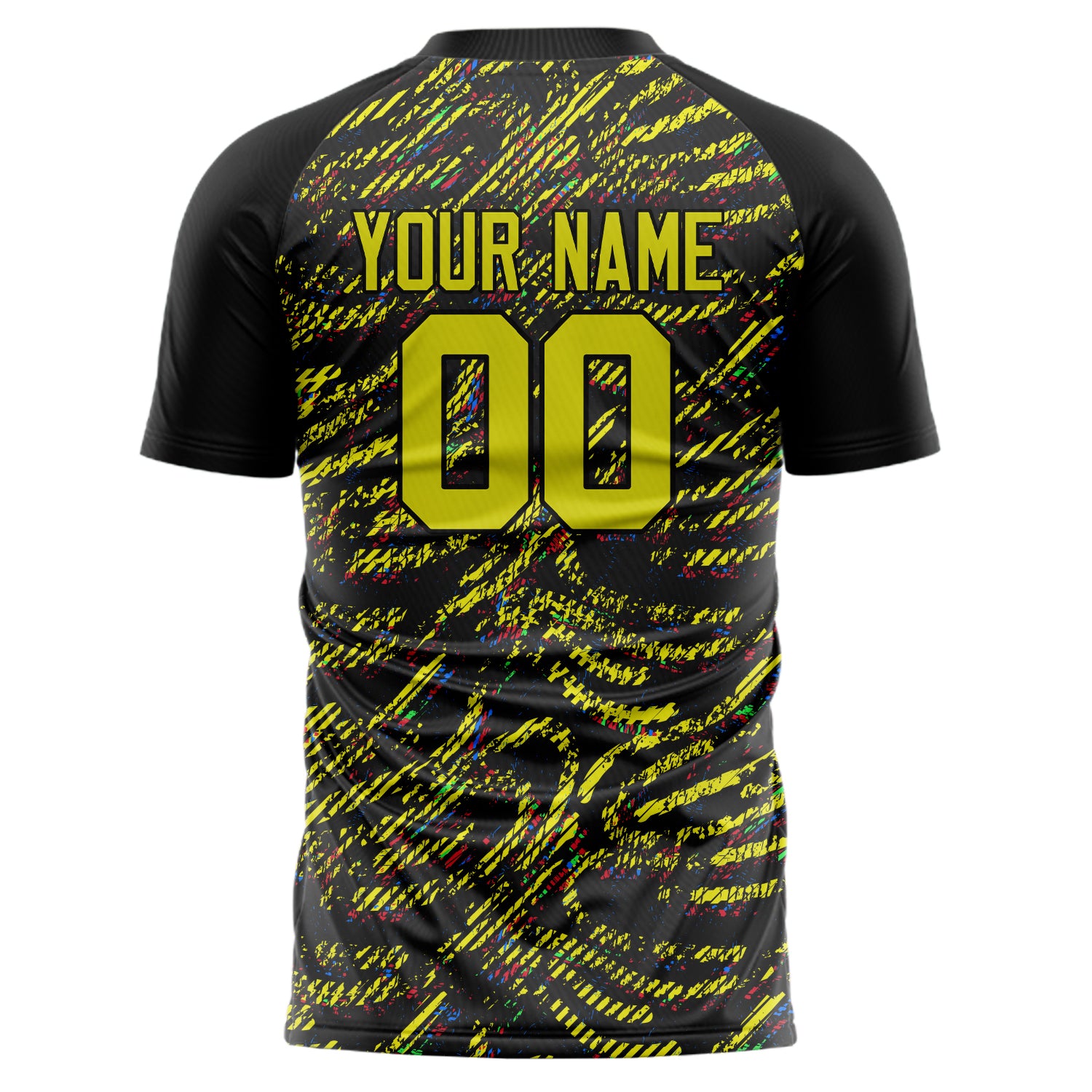 Custom Professional Yellow Black Lines Soccer Jersey