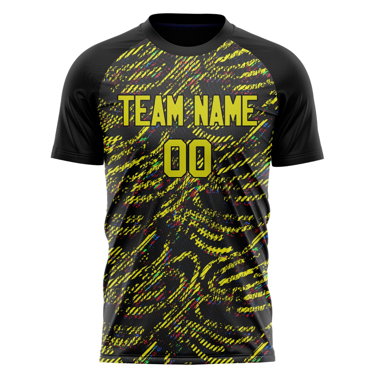 Custom Professional Yellow Black Lines Soccer Jersey