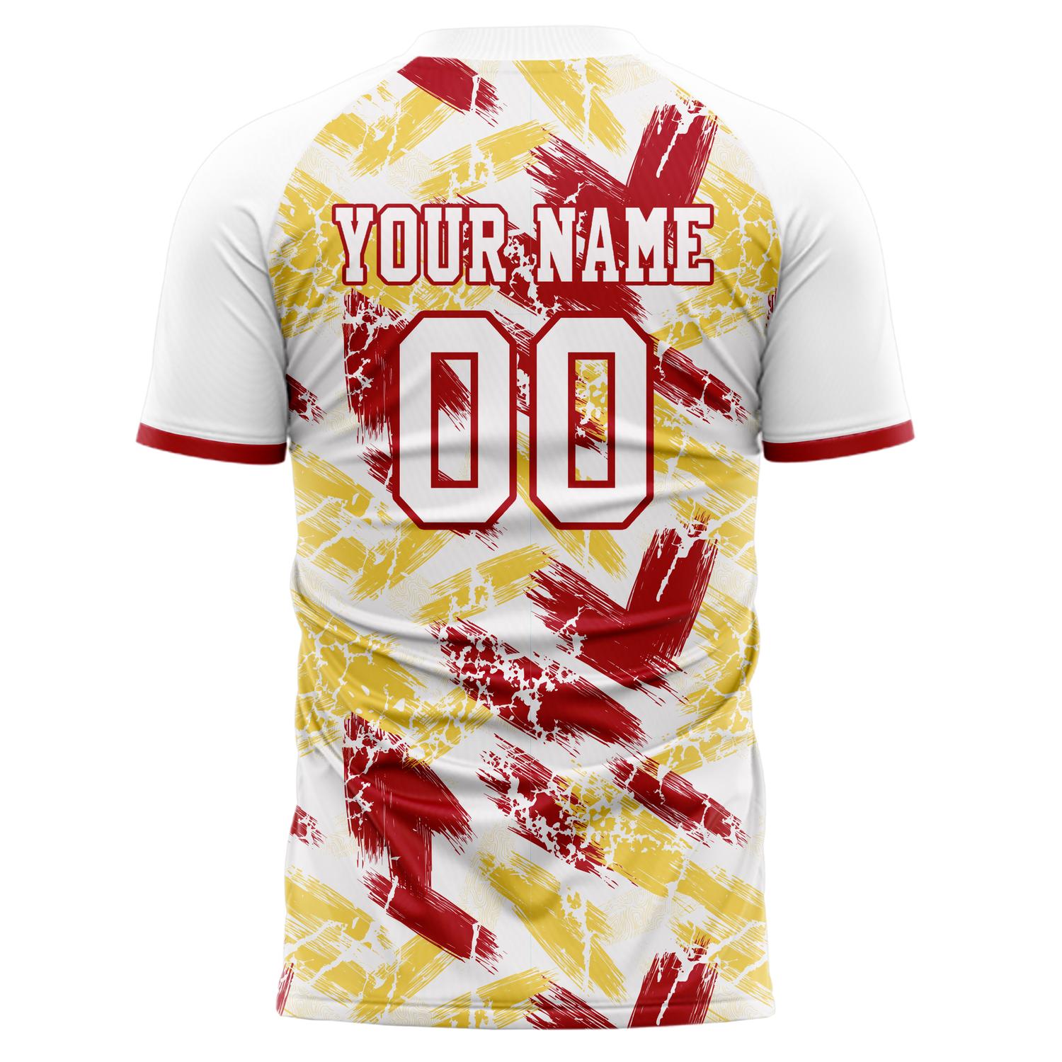 Benutzerdefiniertes Professionelles Weiß Rot Pinselstrich Fußballtrikot