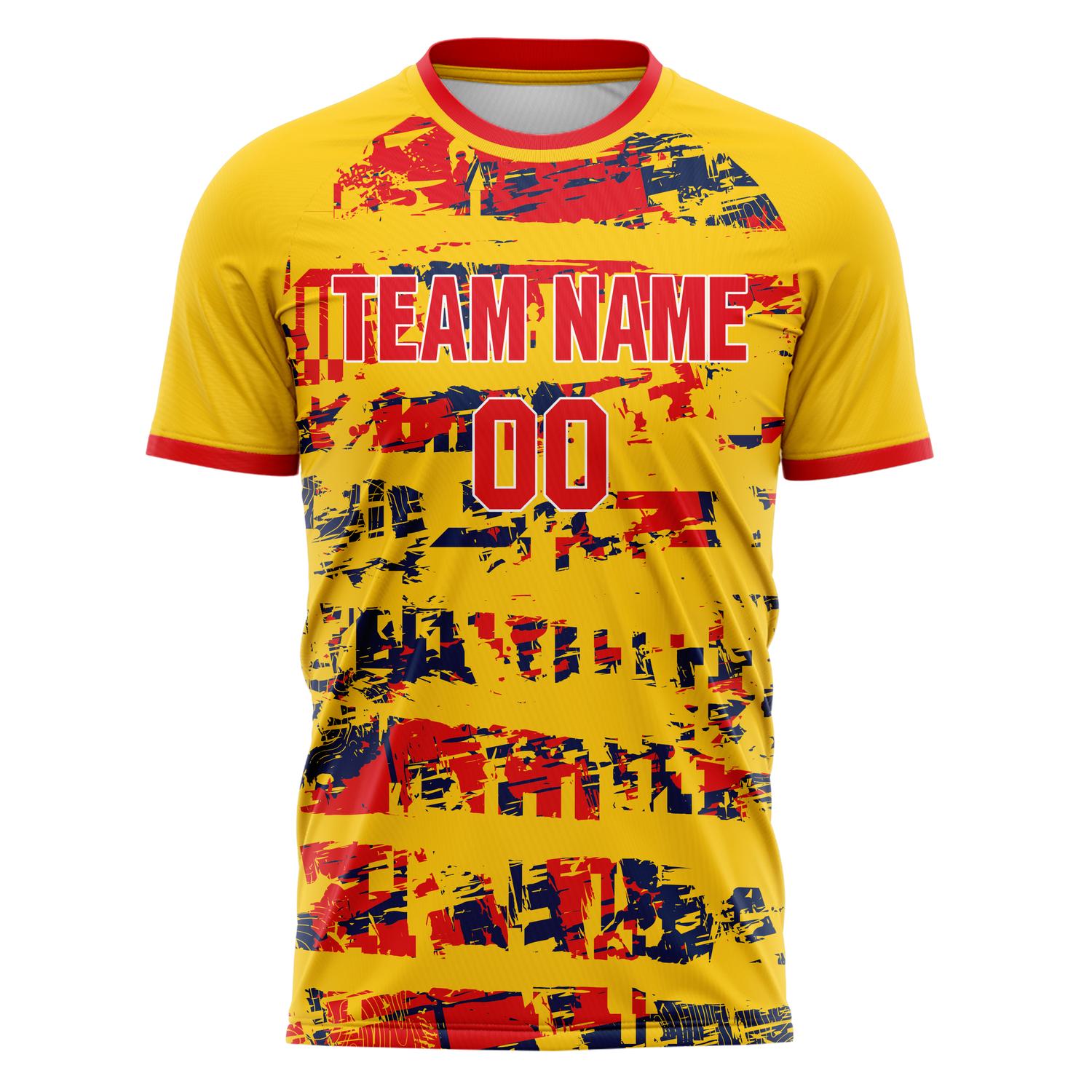 Custom Professional Gold Red Abstract Soccer Jersey