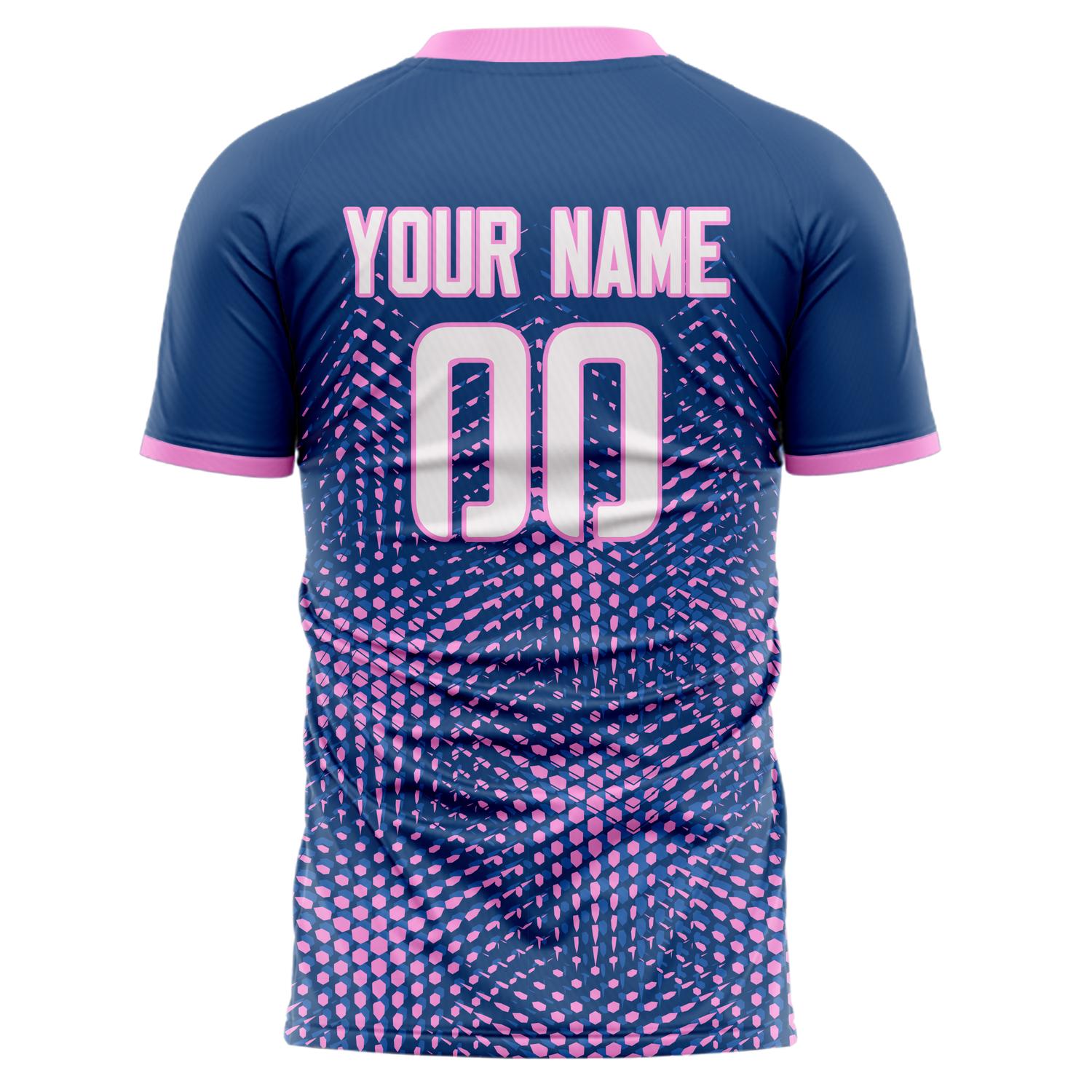 Benutzerdefiniertes Professionelles Marineblau Rosa Punkt Fußballtrikot