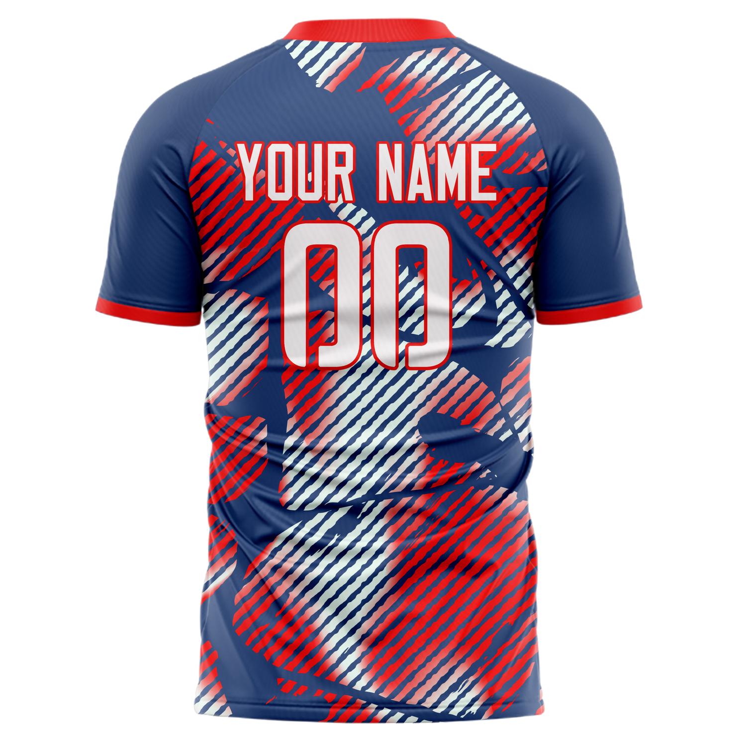 Benutzerdefiniertes Professionelles Marineblau Rot Linien Fußballtrikot