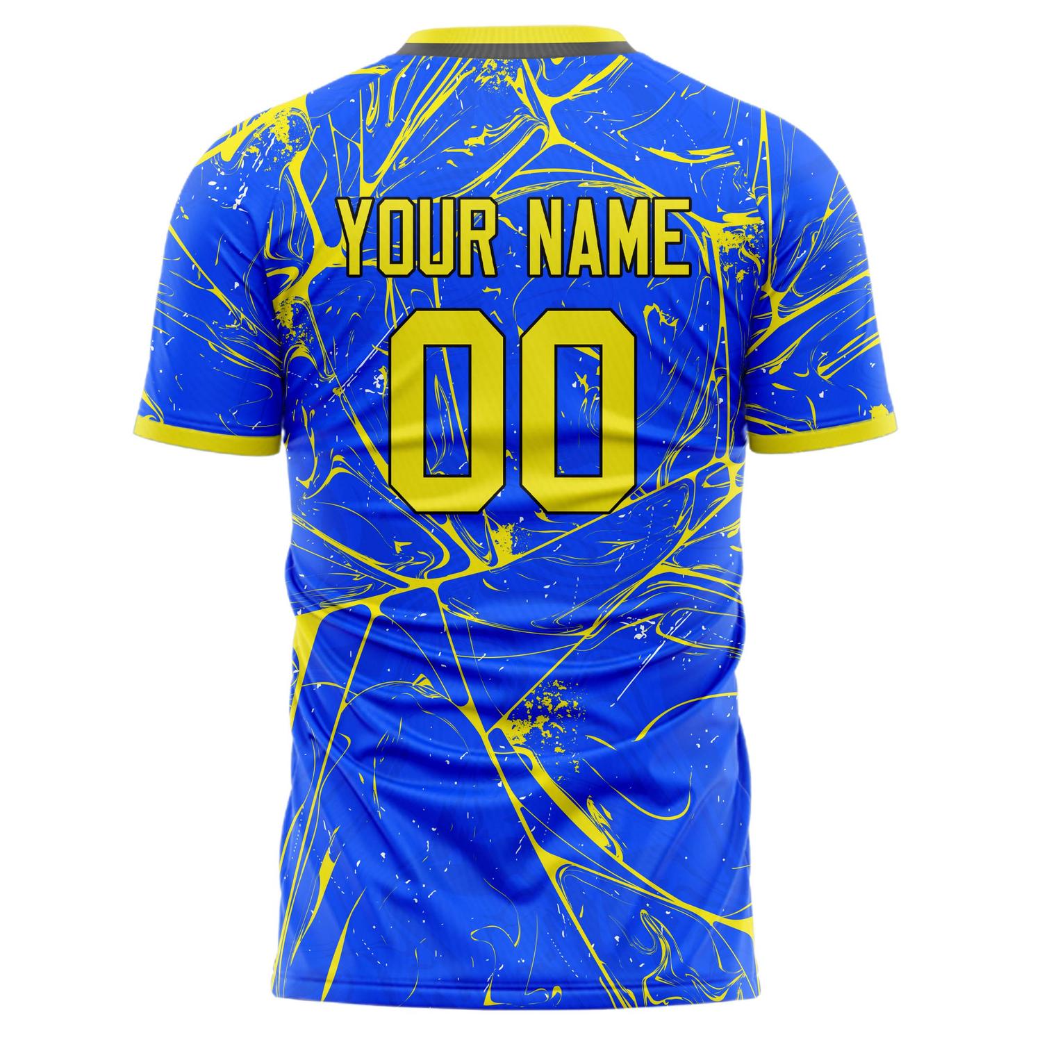 Custom Professional Blue Neon Yellow Geometric Soccer Jersey