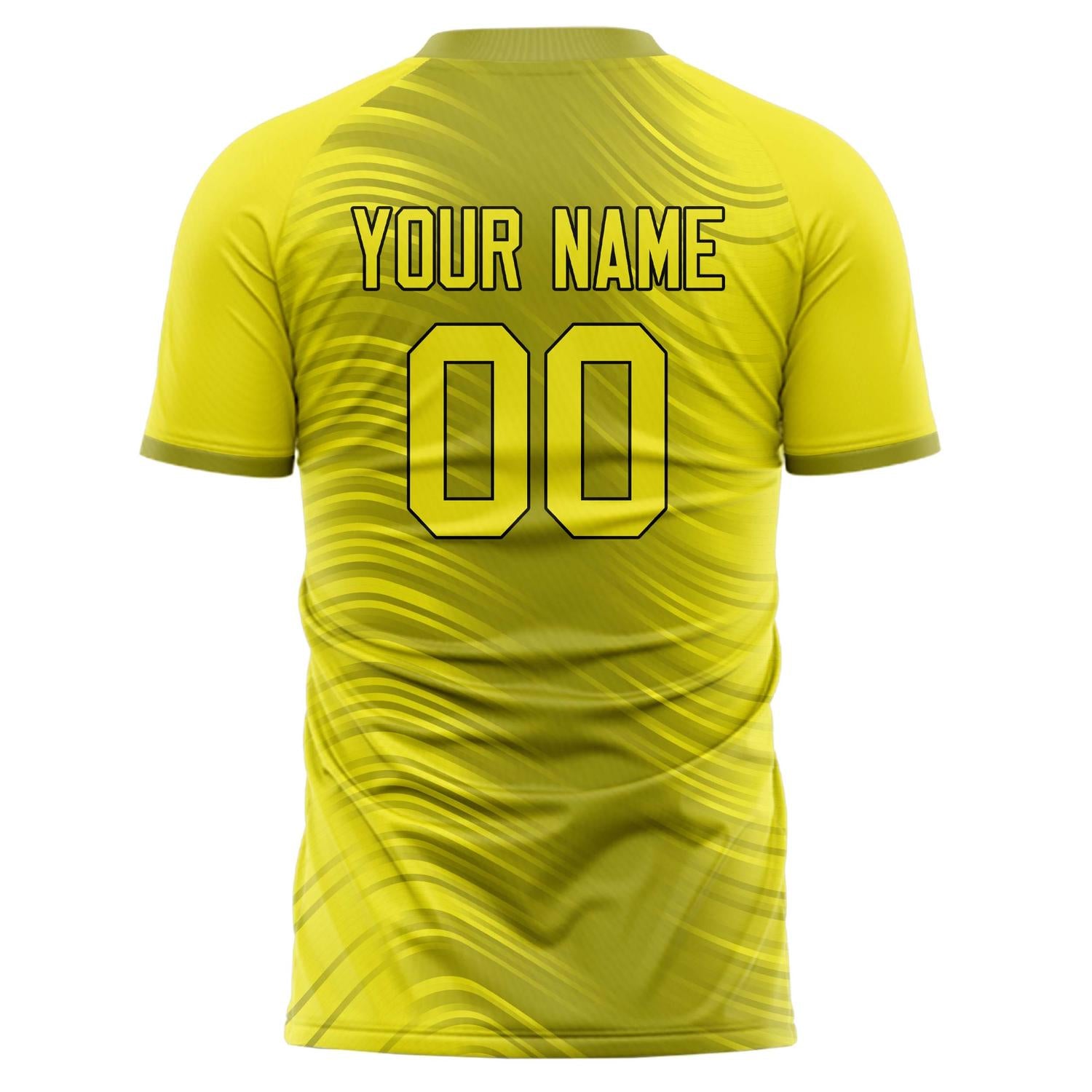 Custom Professional Yellow Black Waves Soccer Jersey