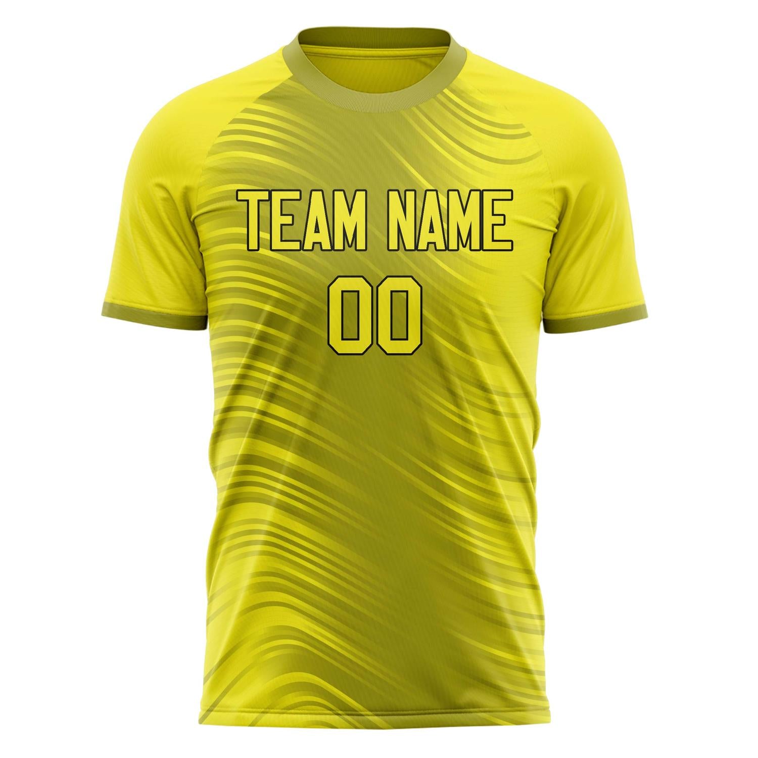 Custom Professional Yellow Black Waves Soccer Jersey