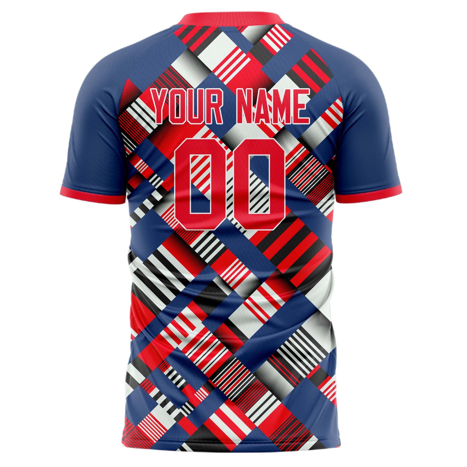 Benutzerdefiniertes Professionelles Marineblau Rot Gitter Fußballtrikot