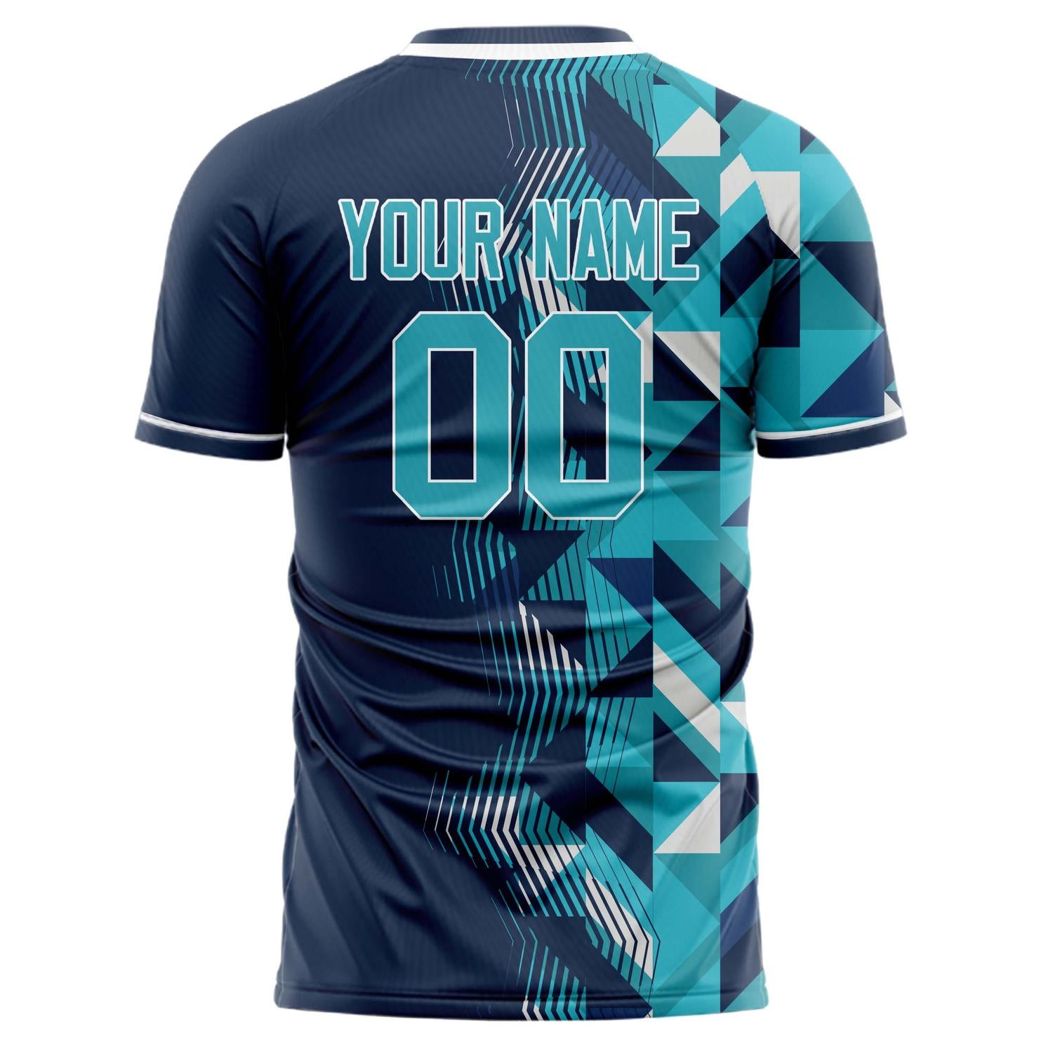 Benutzerdefiniertes Professionelles Marineblau Blaugrün Geometrisches Fußballtrikot