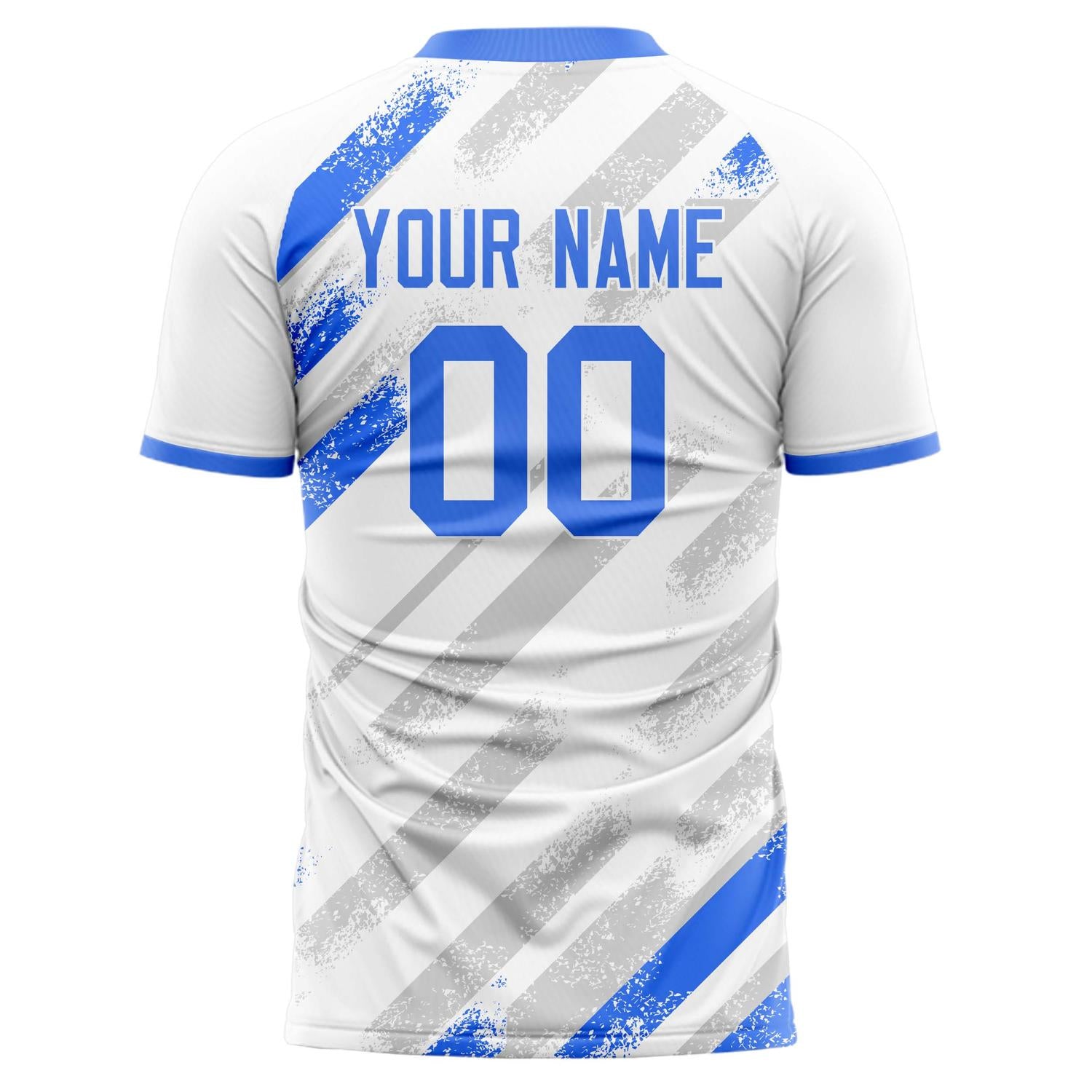 Benutzerdefiniertes Professionelles Weiß Blau Geometrisches Fußballtrikot