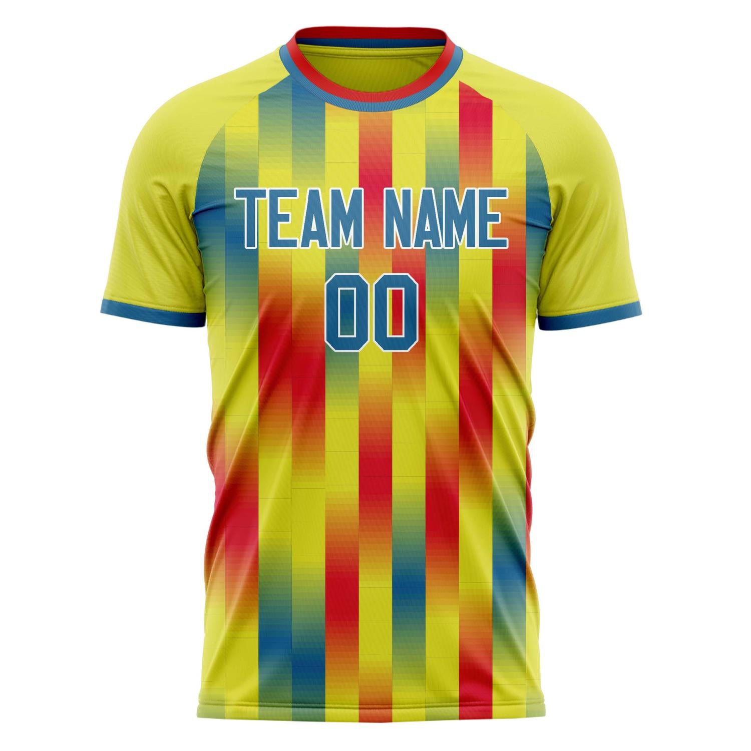 Custom Professional Yellow Red Neon Soccer Jersey