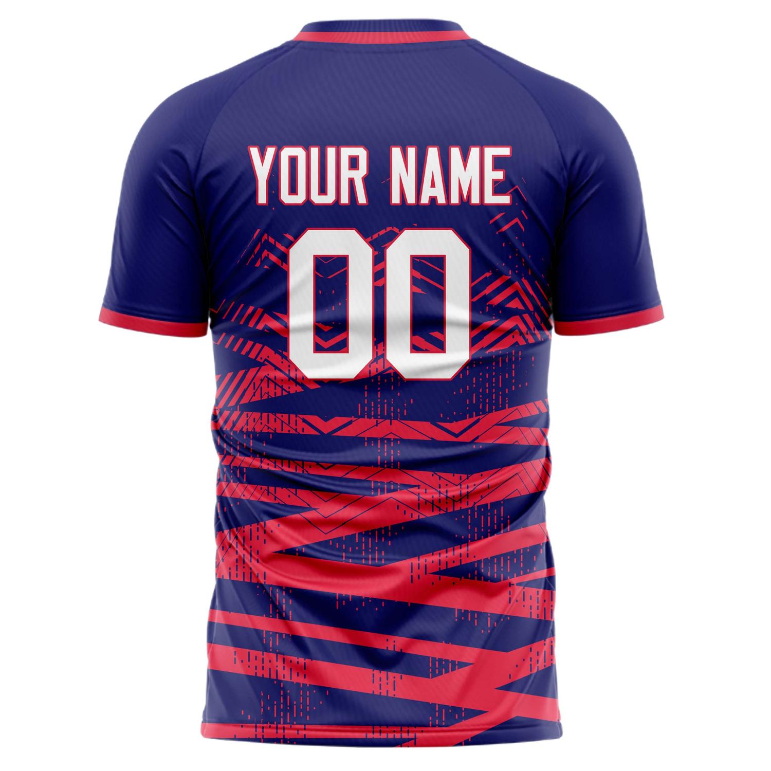 Benutzerdefiniertes Professionelles Marineblau Rot Geometrisches Fußballtrikot