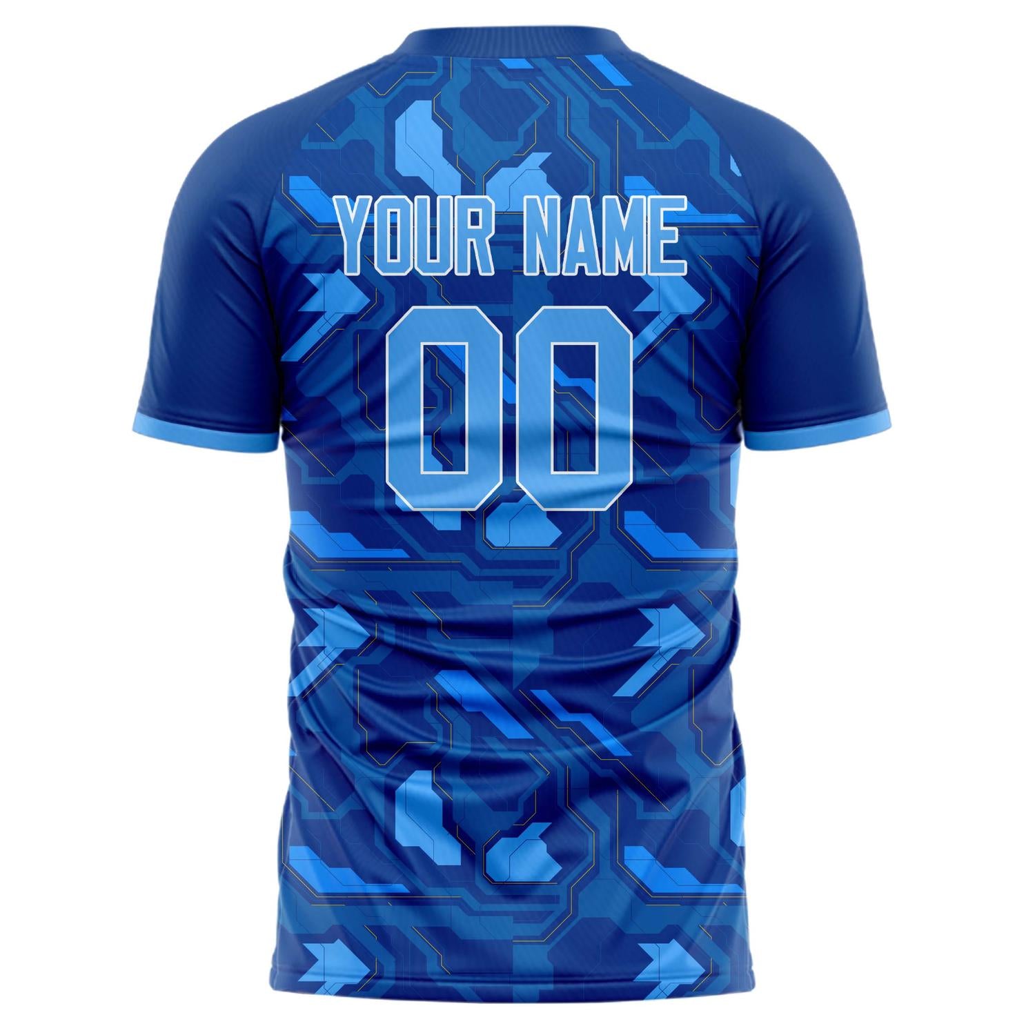 Custom Professional Blue Light Blue Digital Camo Soccer Jersey