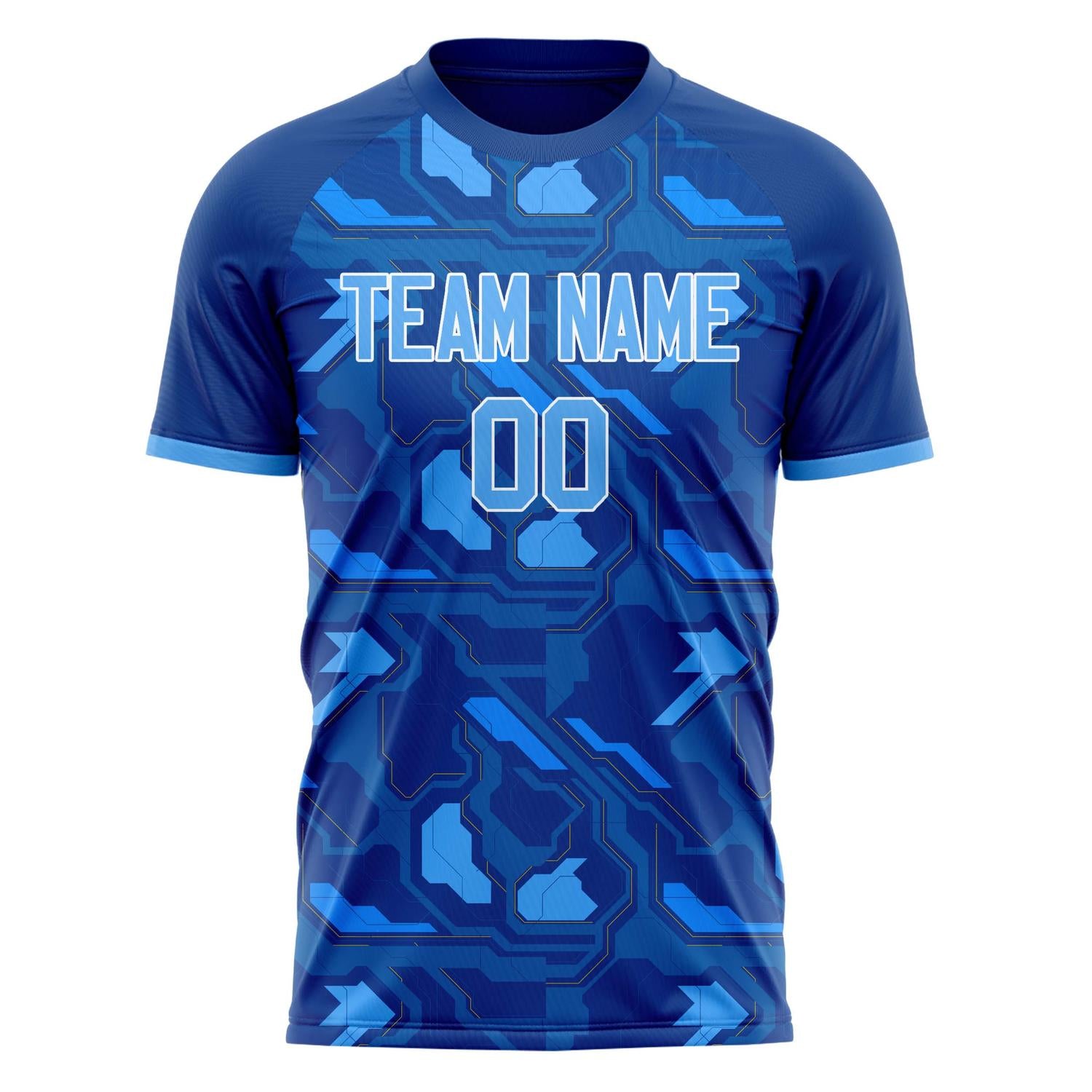 Custom Professional Blue Light Blue Digital Camo Soccer Jersey