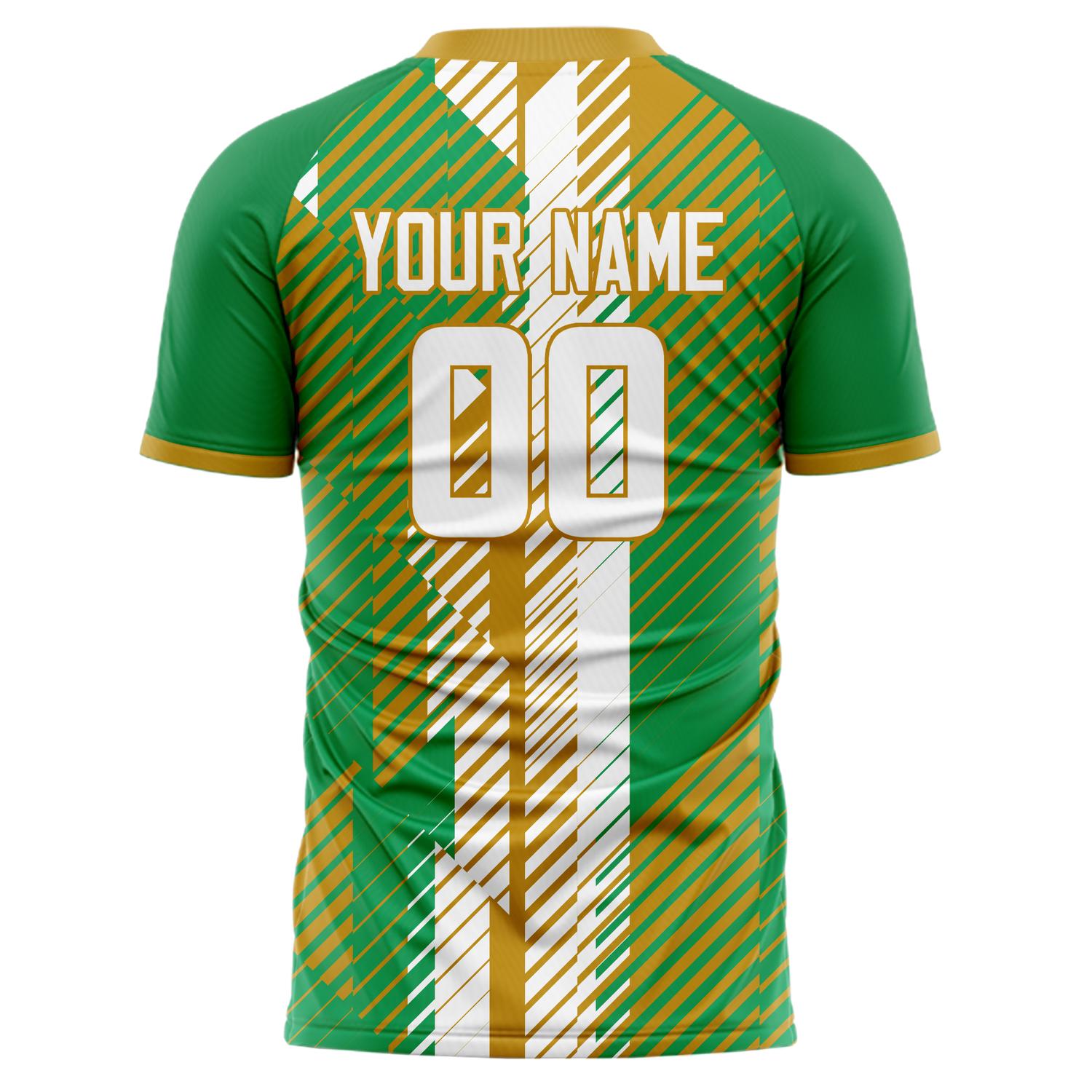 Benutzerdefiniertes Professionelles Kelly Grün Weiß Gestreiftes Fußballtrikot