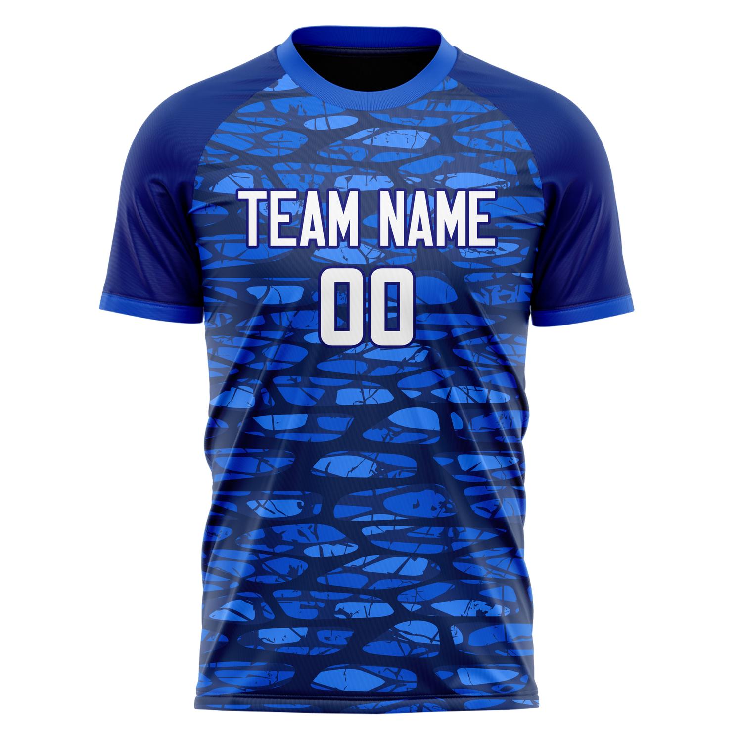 Custom Professional Blue White Abstract Soccer Jersey