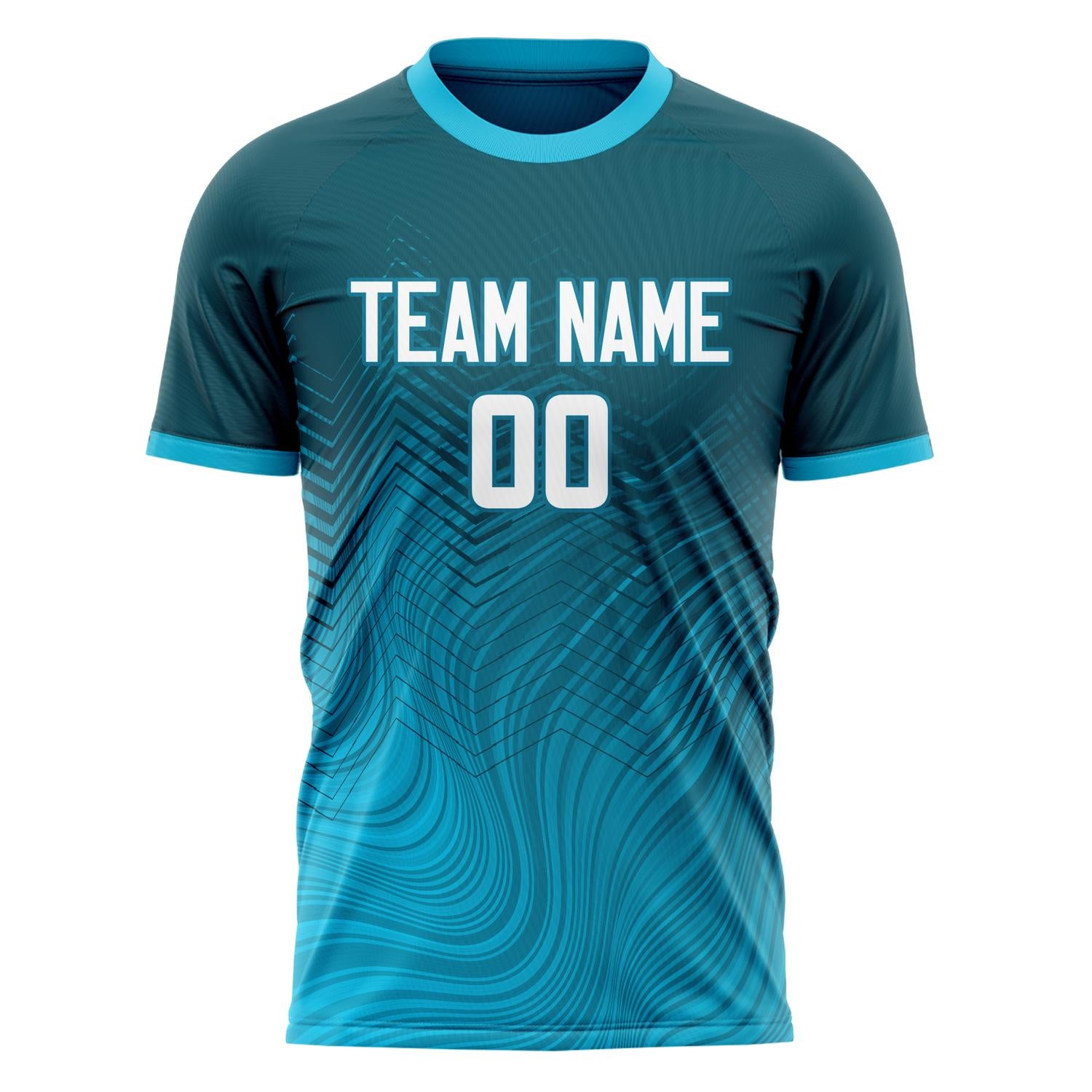 Custom Professional Blue White Wavy Soccer Jersey