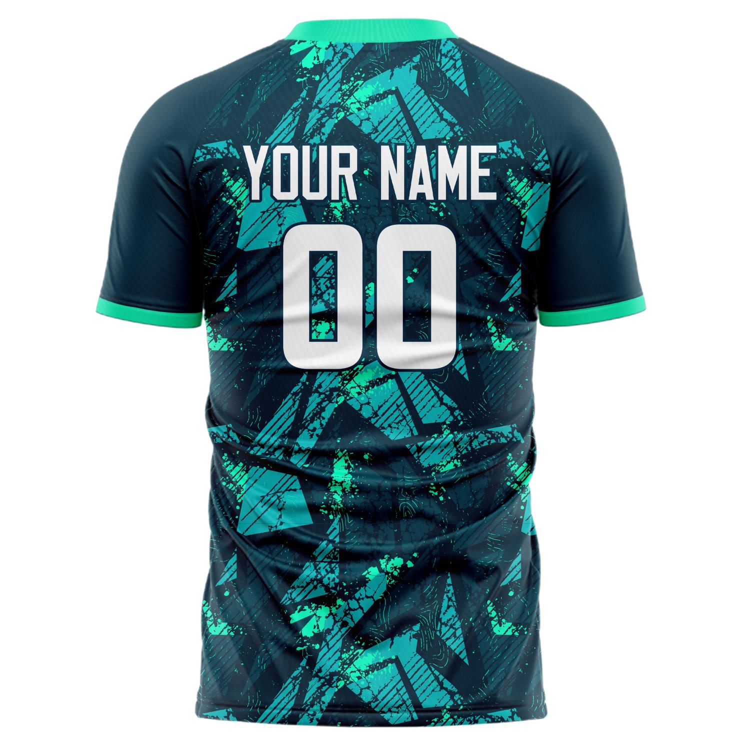 Benutzerdefiniertes Professionelles Marineblau Blaugrün Abstraktes Fußballtrikot