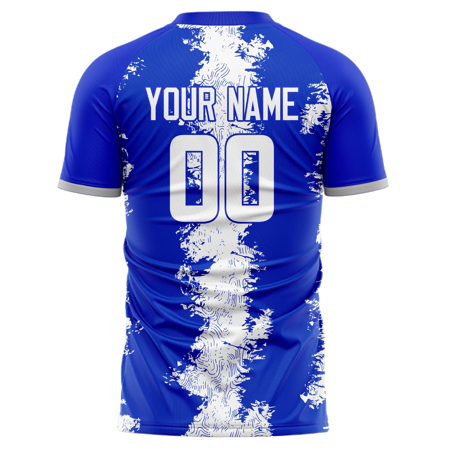Benutzerdefiniertes Professionelles Blau Weiß Vertikale Linie Fußballtrikot
