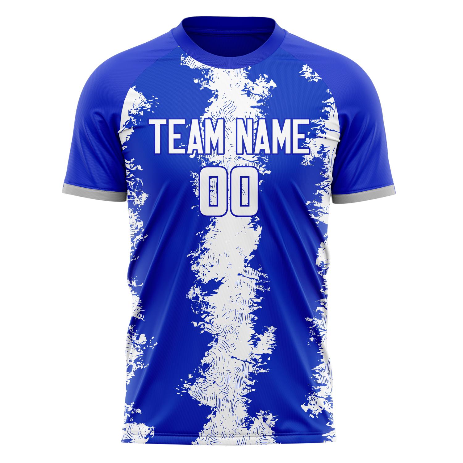 Custom Professional Blue White Vertical Line Soccer Jersey