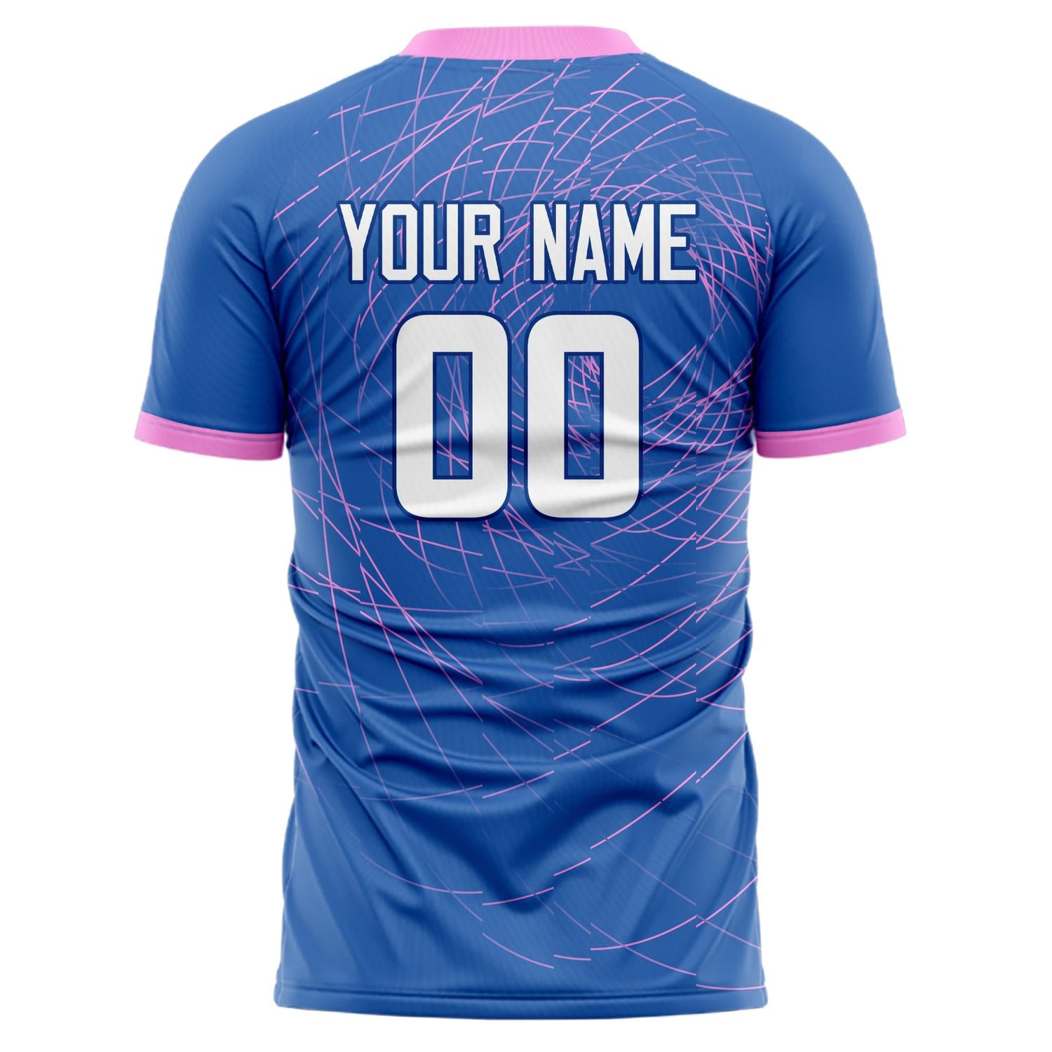Custom Professional Royal Blue Pink Lines Soccer Jersey
