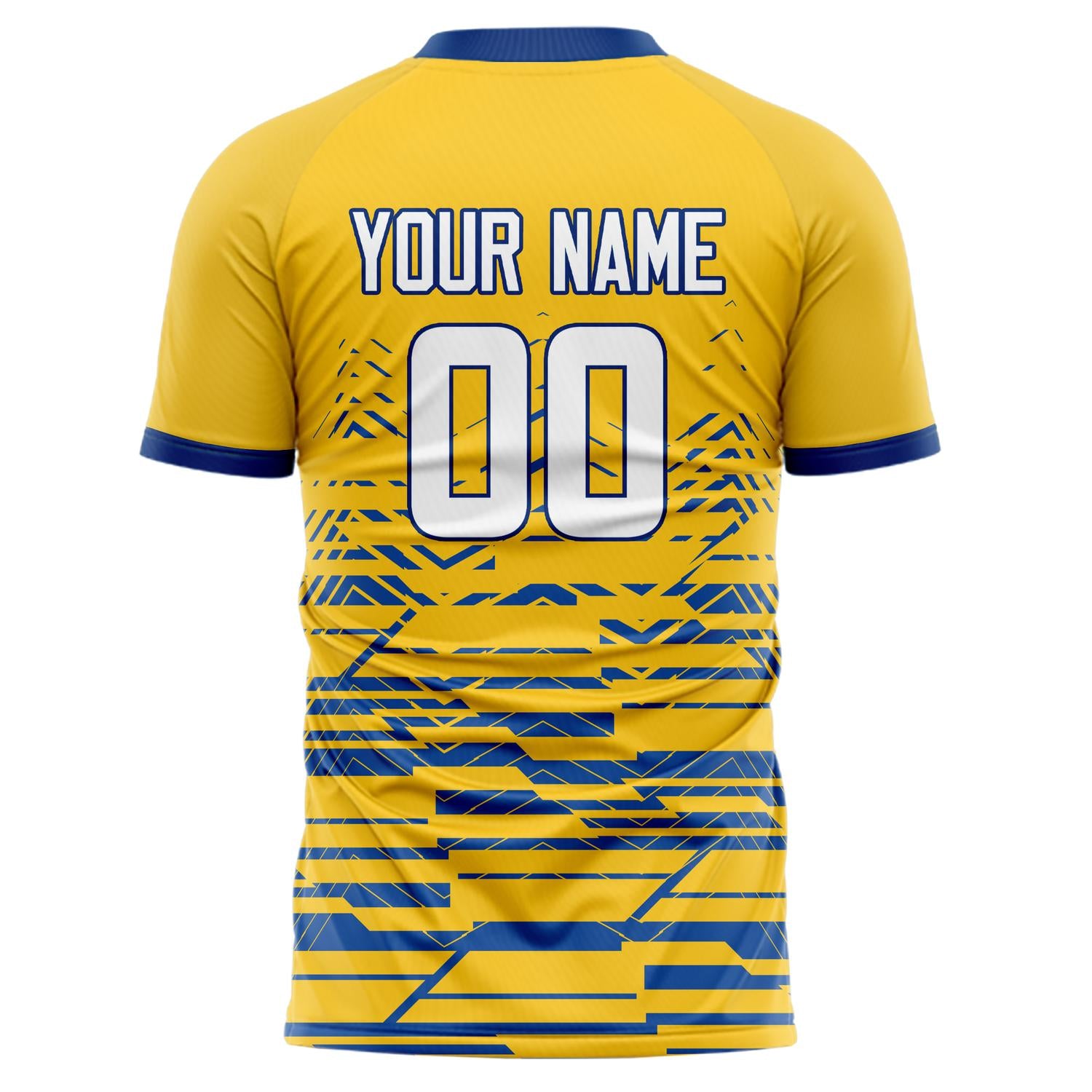 Benutzerdefiniertes Professionelles Gold Marineblau Geometrie Fußballtrikot