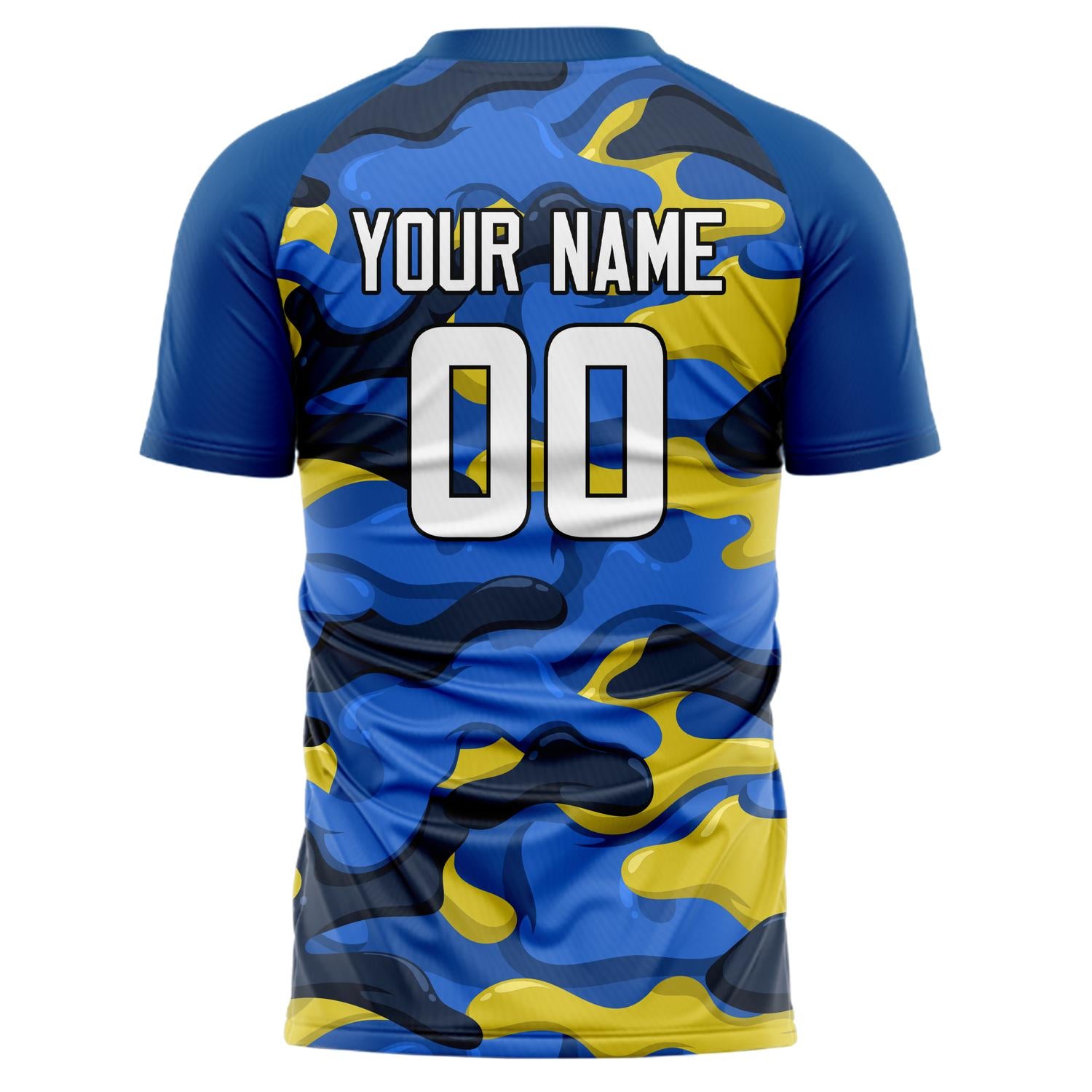 Custom Professional Blue Old Gold Geometry Soccer Jersey