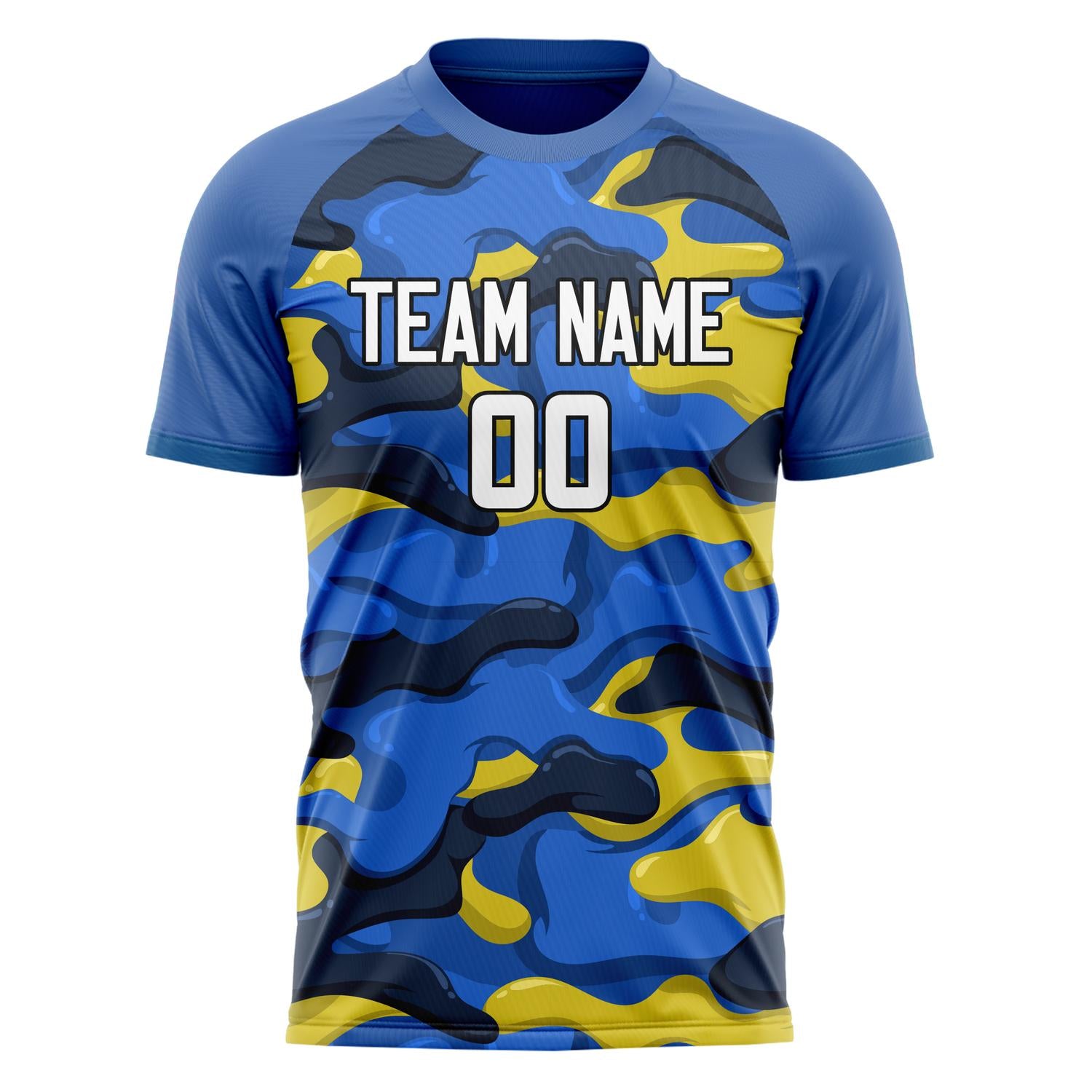 Custom Professional Blue Old Gold Geometry Soccer Jersey