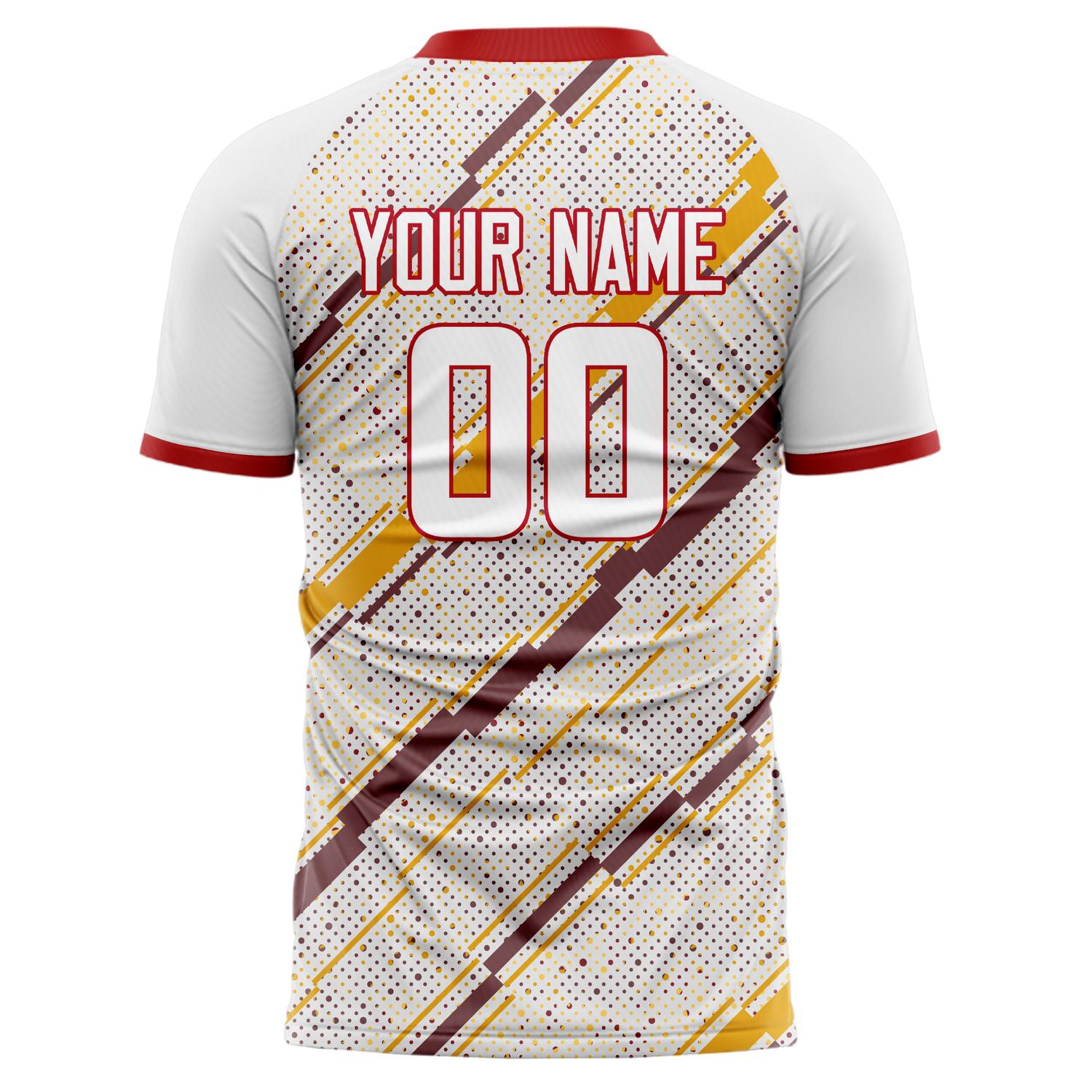Benutzerdefiniertes Professionelles Weiß Braun Geometrie Fußballtrikot