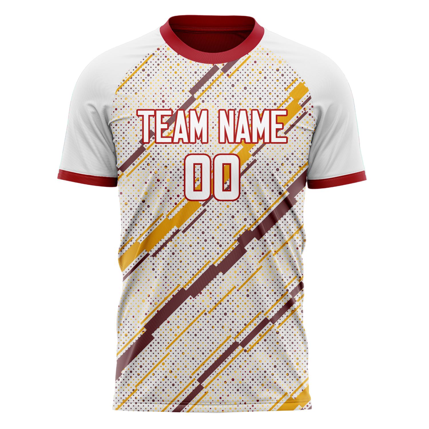Benutzerdefiniertes Professionelles Weiß Braun Geometrie Fußballtrikot