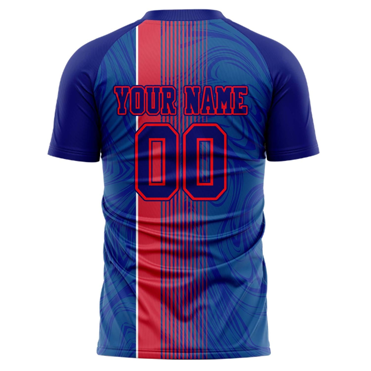 Benutzerdefiniertes Professionelles Marineblau Rot Geometrie Fußballtrikot