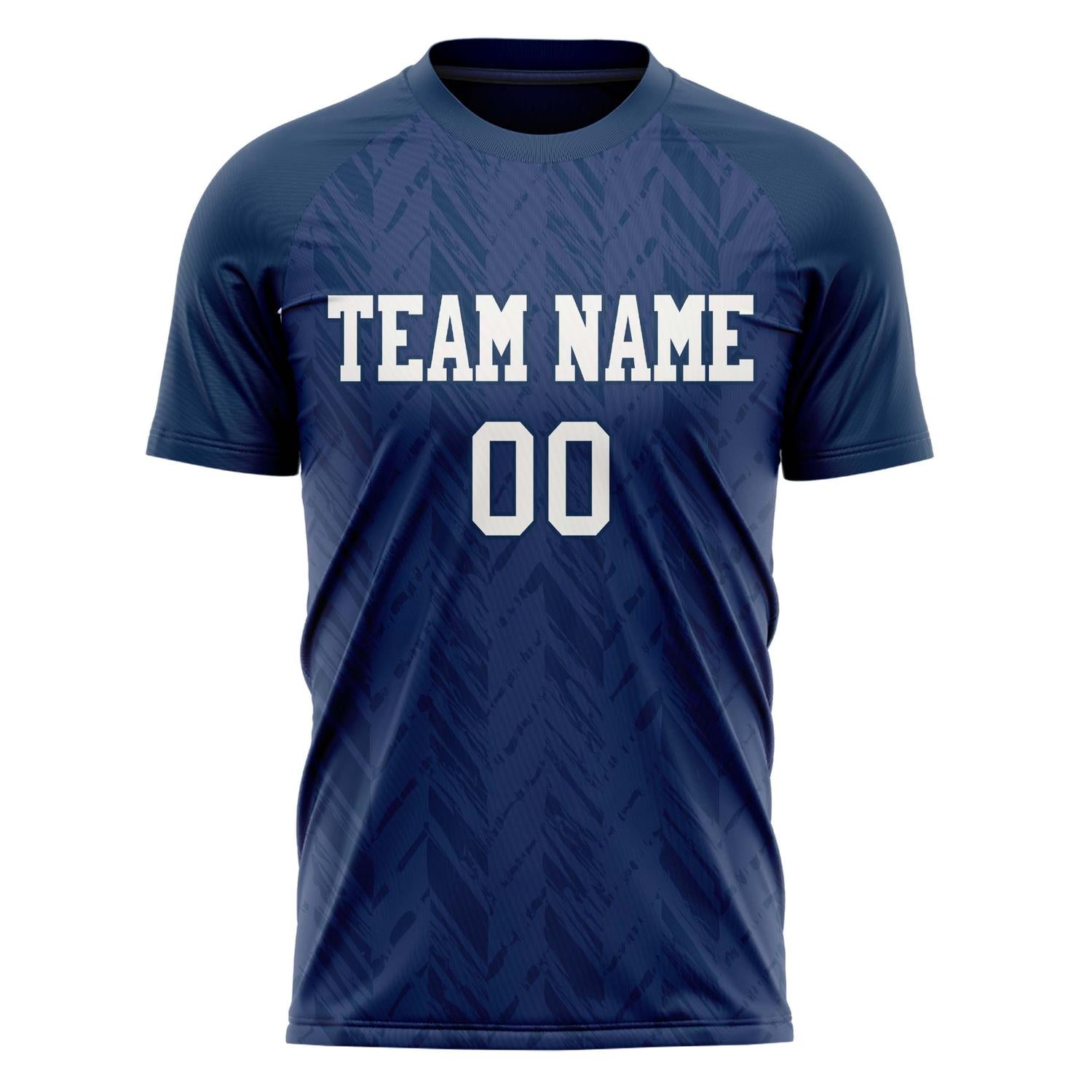 Custom Professional Navy Blue White Geometry Soccer Jersey