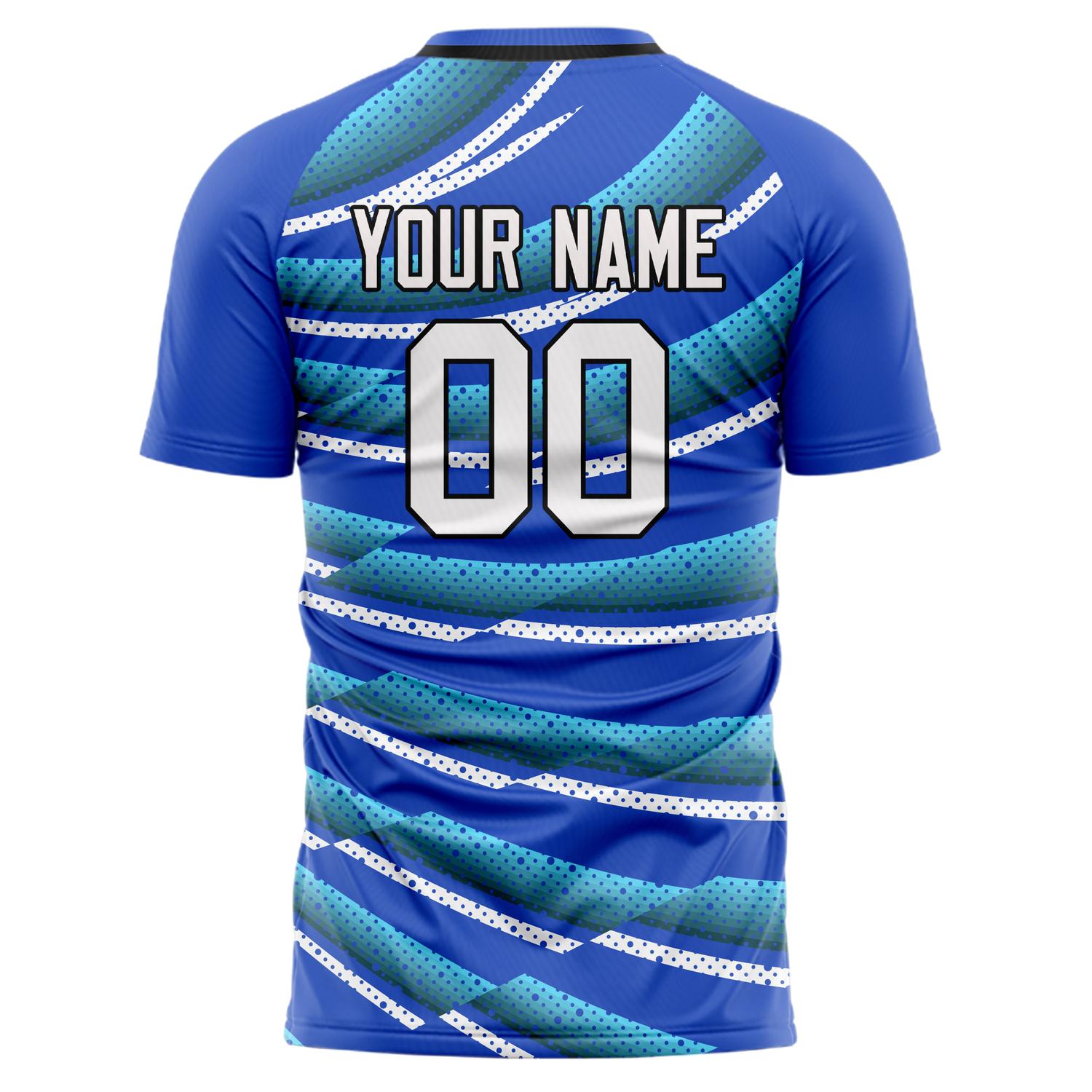 Custom Professional Blue White Waves Soccer Jersey