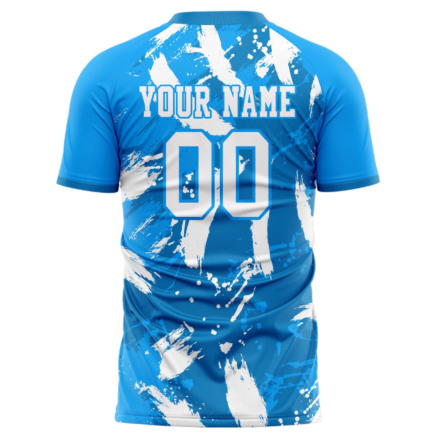 Custom Professional Blue White Brush Strokes Soccer Jersey