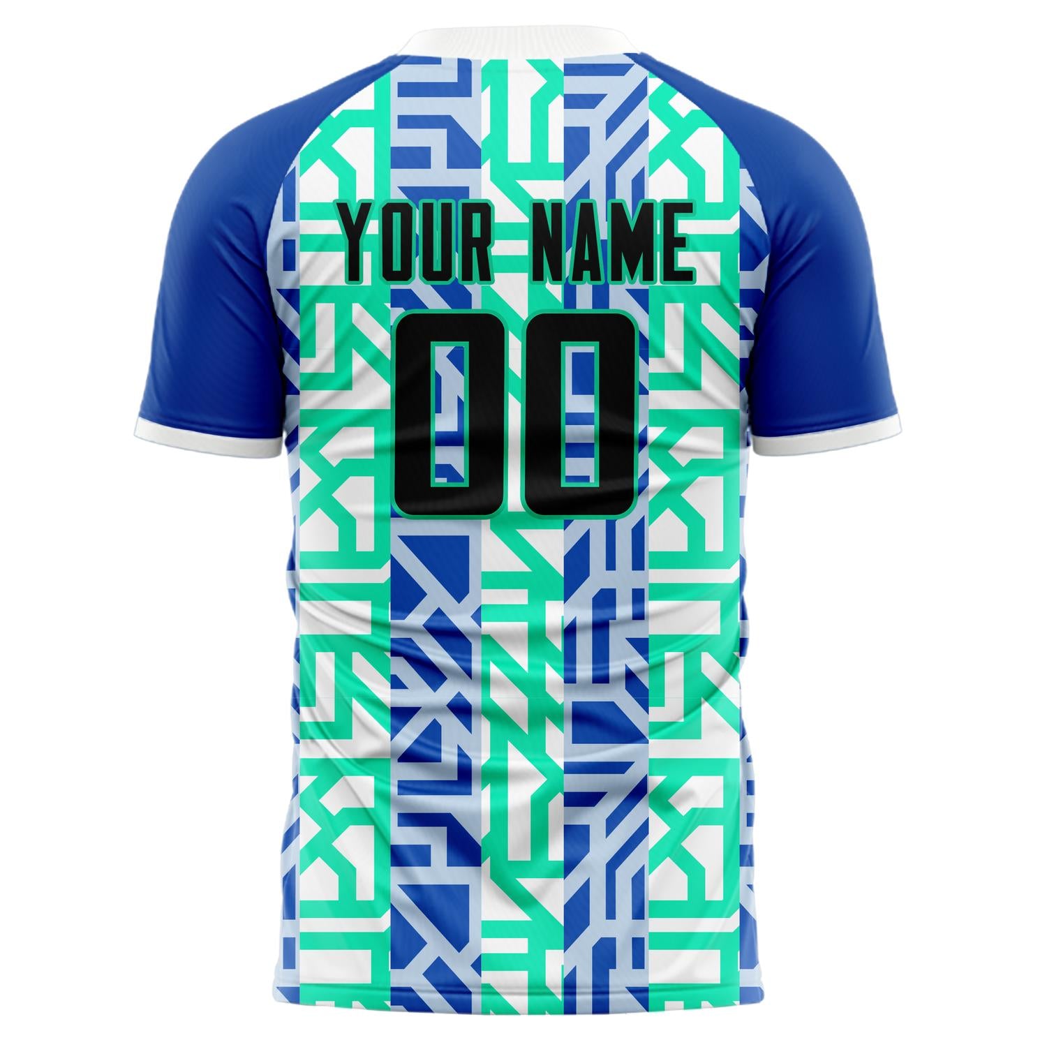 Custom Professional Blue Green Block Soccer Jersey