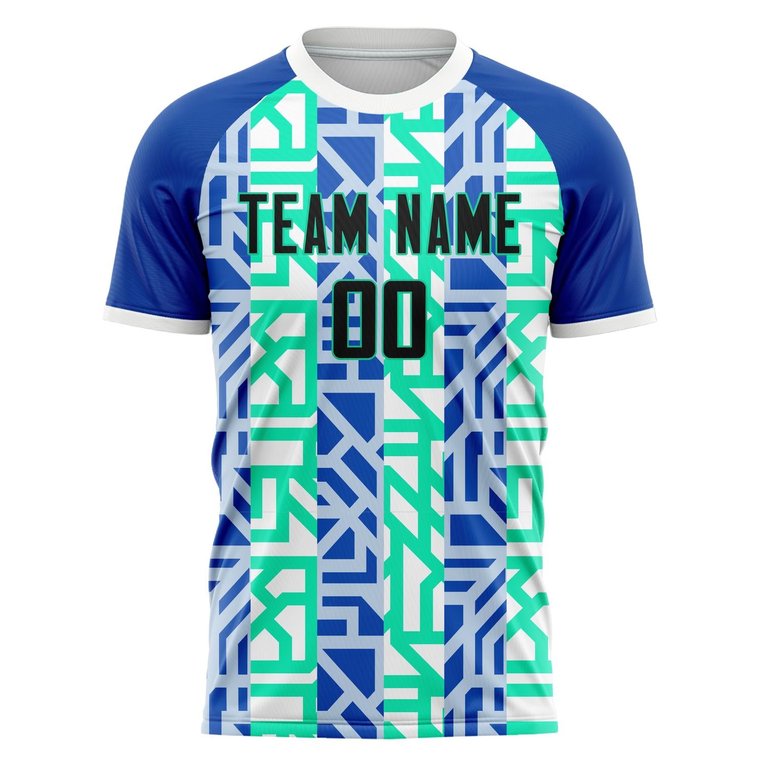 Custom Professional Blue Green Block Soccer Jersey