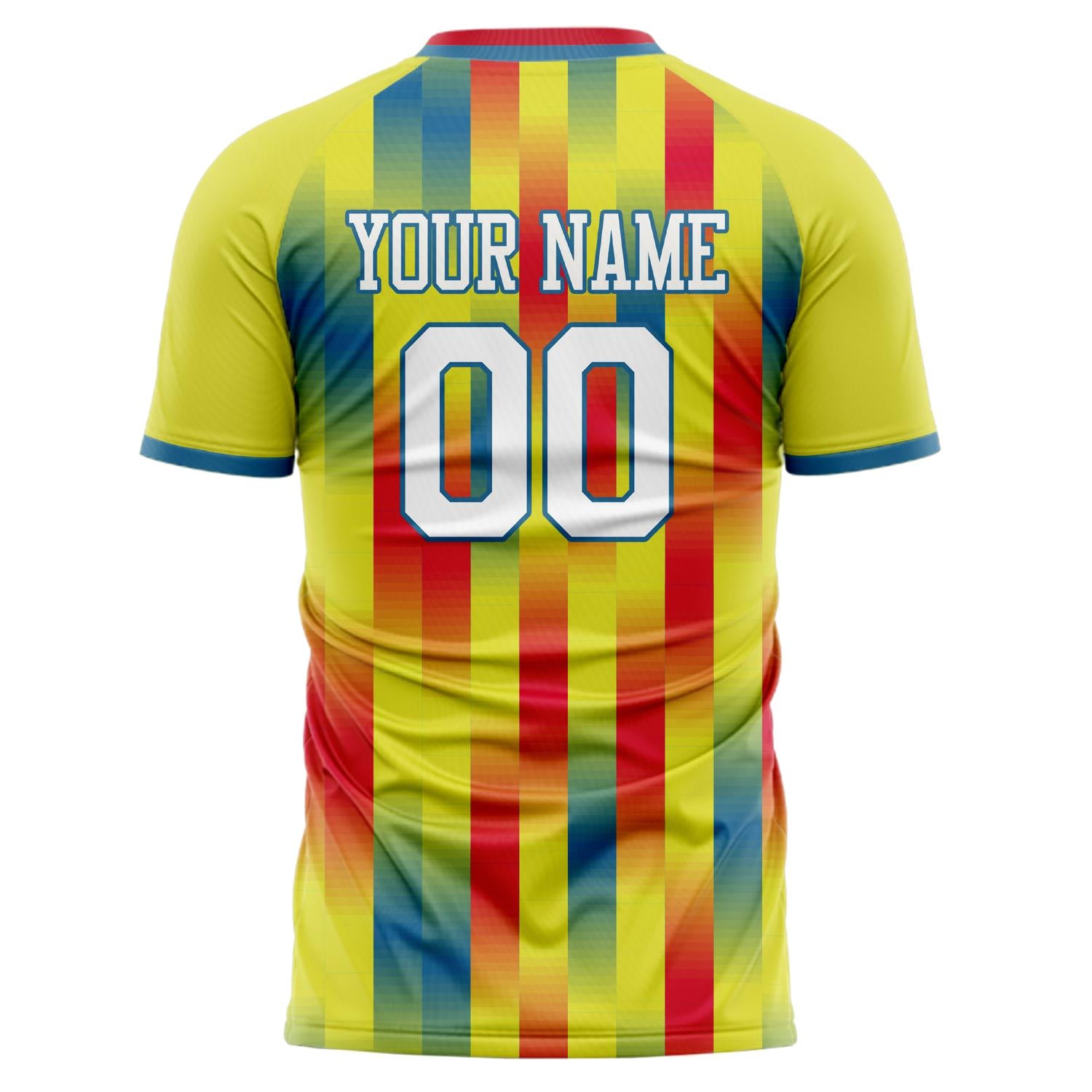 Benutzerdefiniertes Professionelles Gelb Rot Streifen Fußballtrikot