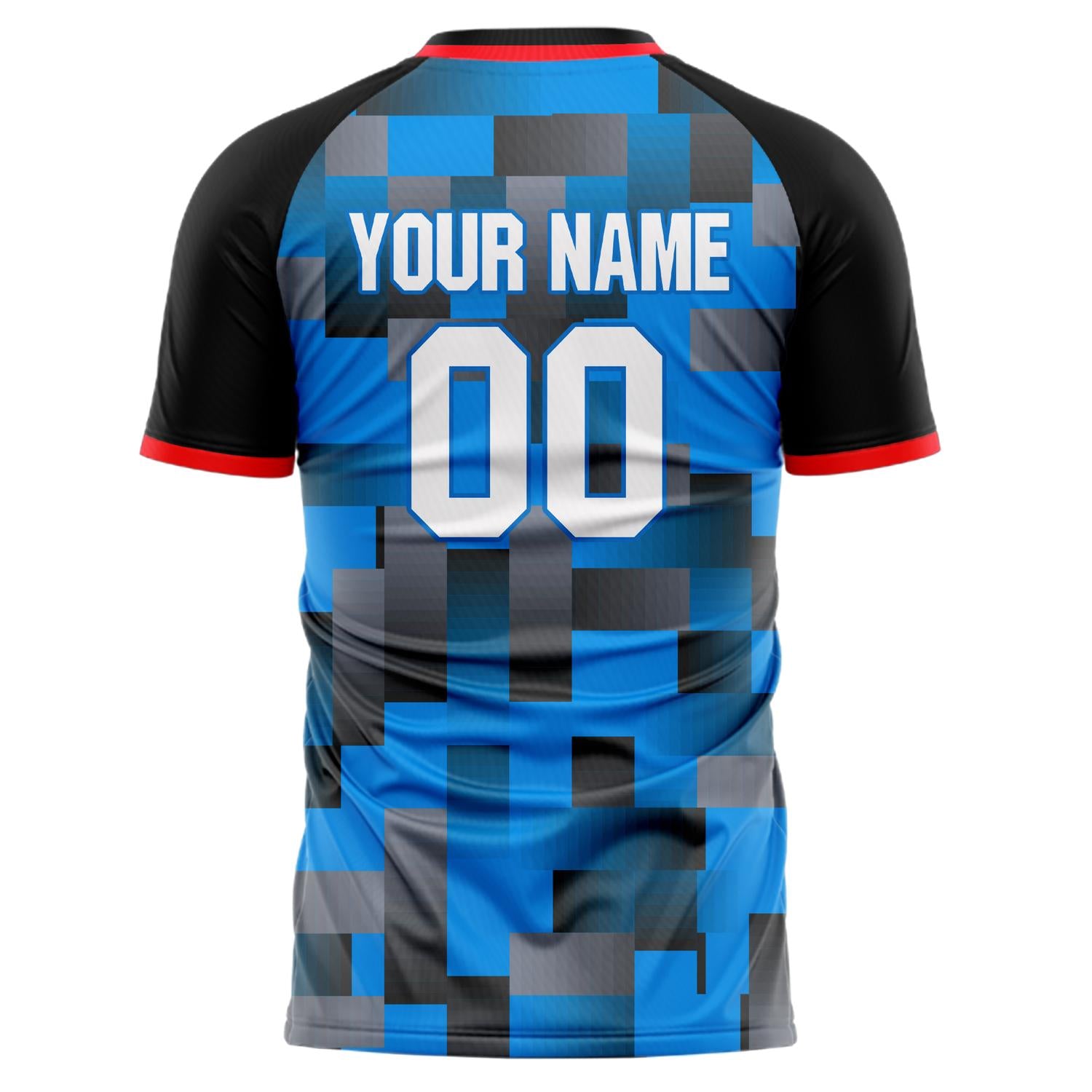 Custom Professional Blue Black Pixel Soccer Jersey