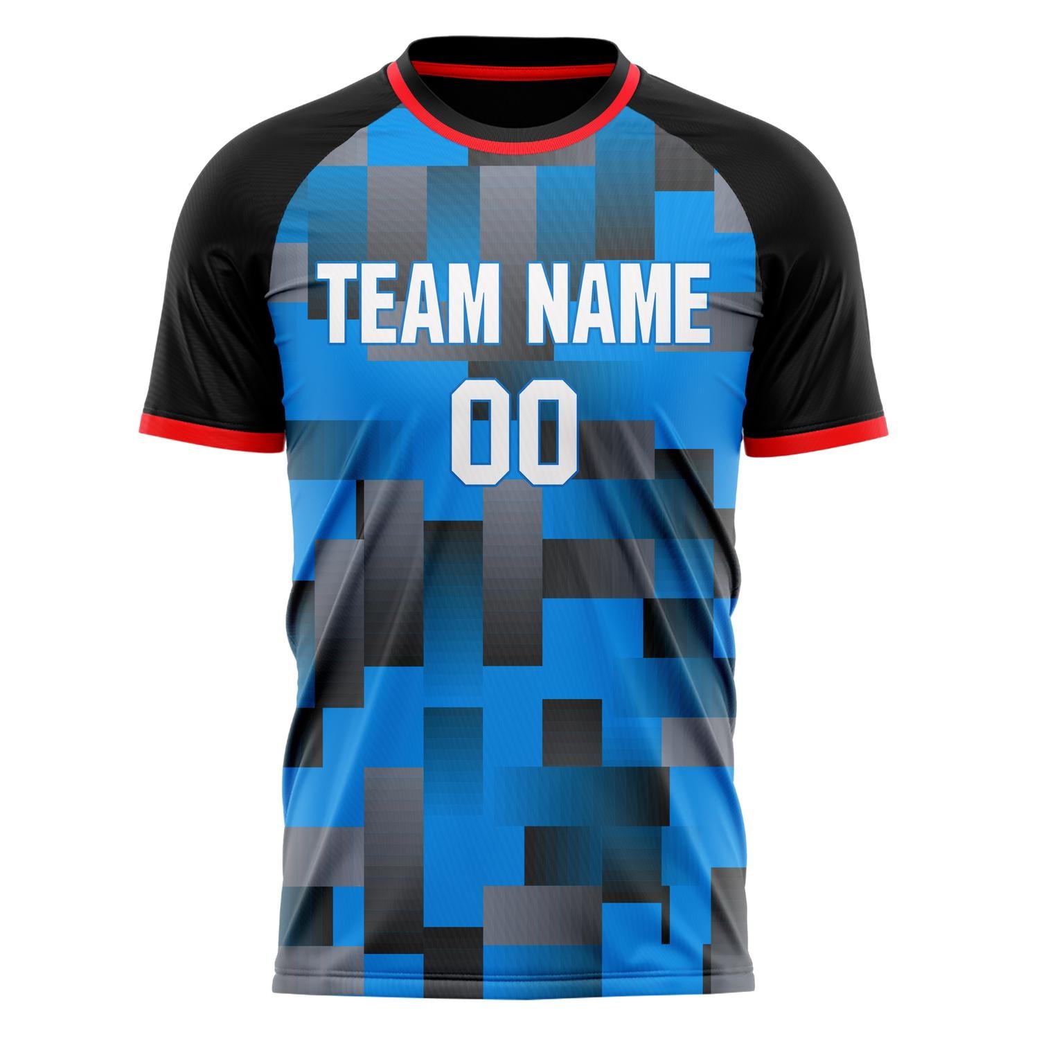 Custom Professional Blue Black Pixel Soccer Jersey