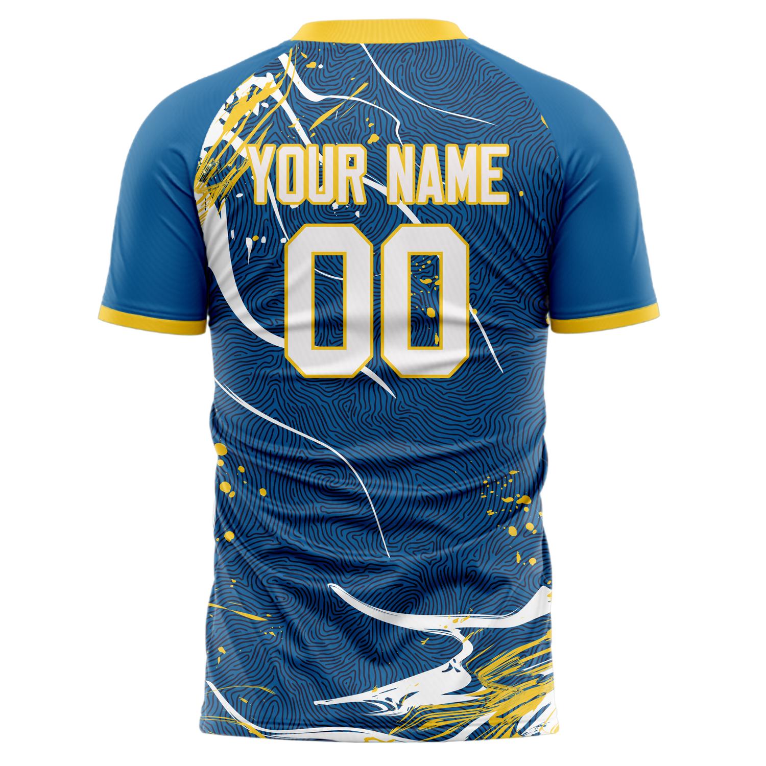 Custom Professional Navy Blue White Swirl Soccer Jersey