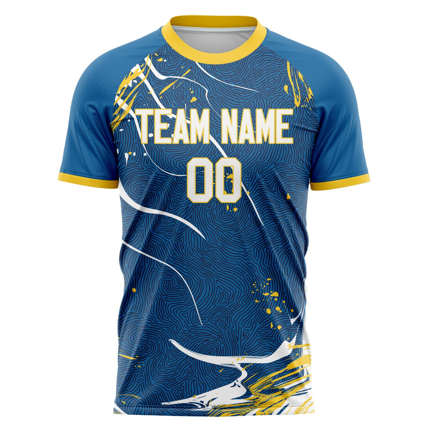 Custom Professional Navy Blue White Swirl Soccer Jersey