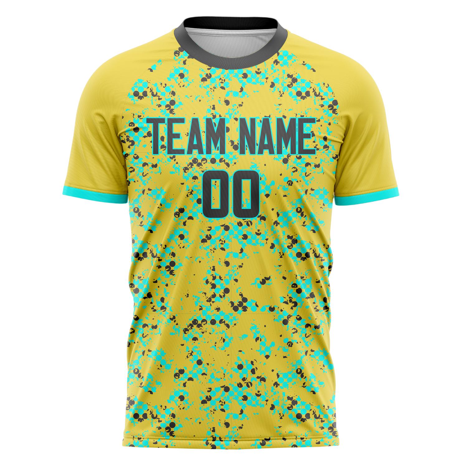 Custom Professional Yellow Grey Splash Soccer Jersey