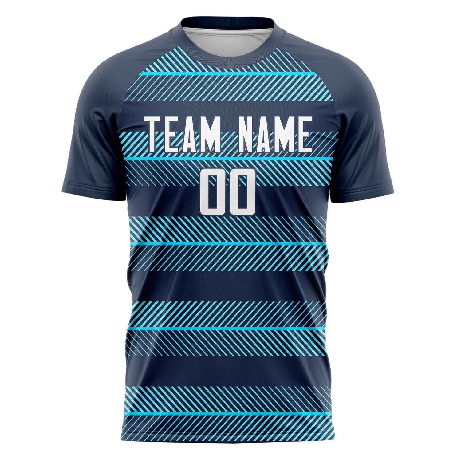 Custom Professional Navy Blue Light Blue Soccer Jersey