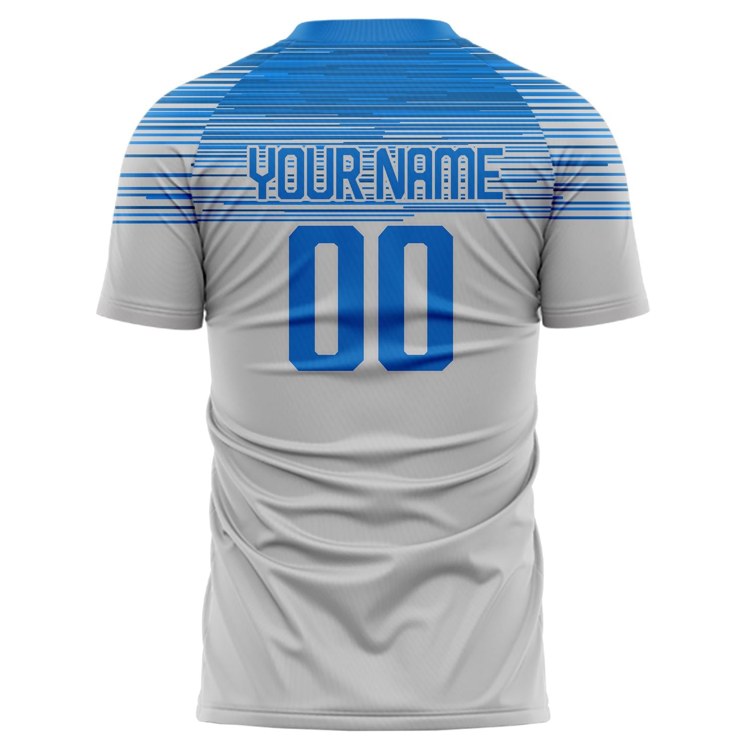 Custom Professional Grey Blue Stripes Soccer Jersey
