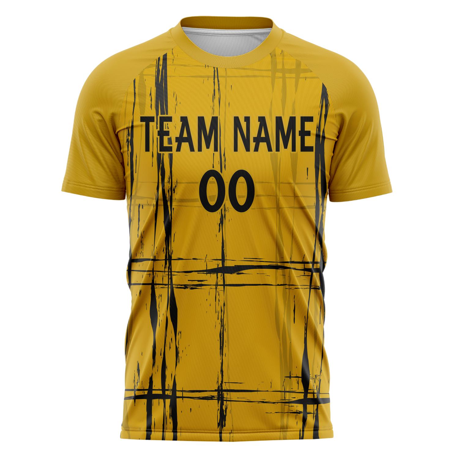 Custom Professional Old Gold Black Abstract Soccer Jersey
