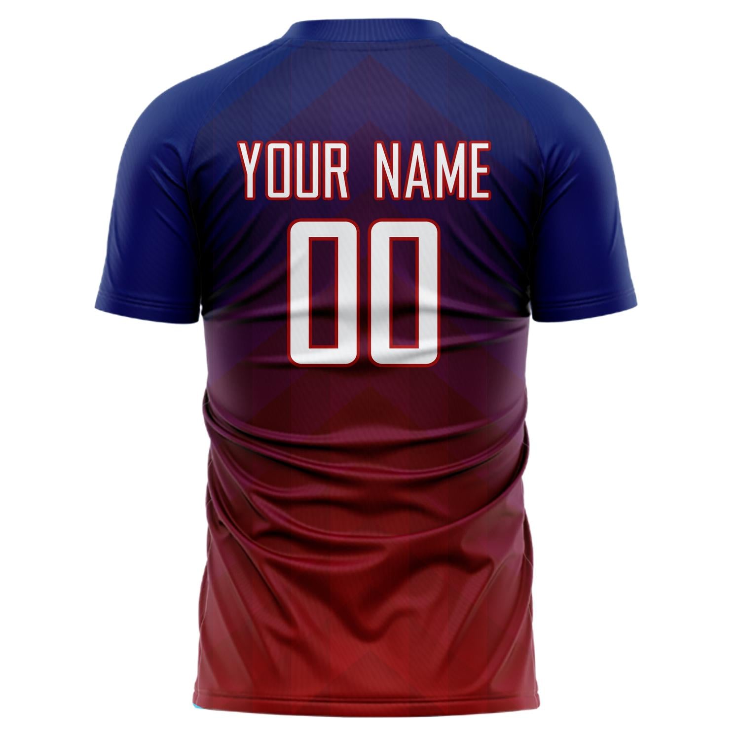 Custom Professional Navy Blue Red Gradient Soccer Jersey