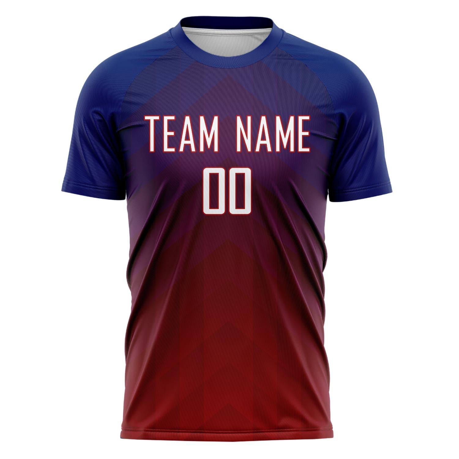 Custom Professional Navy Blue Red Gradient Soccer Jersey