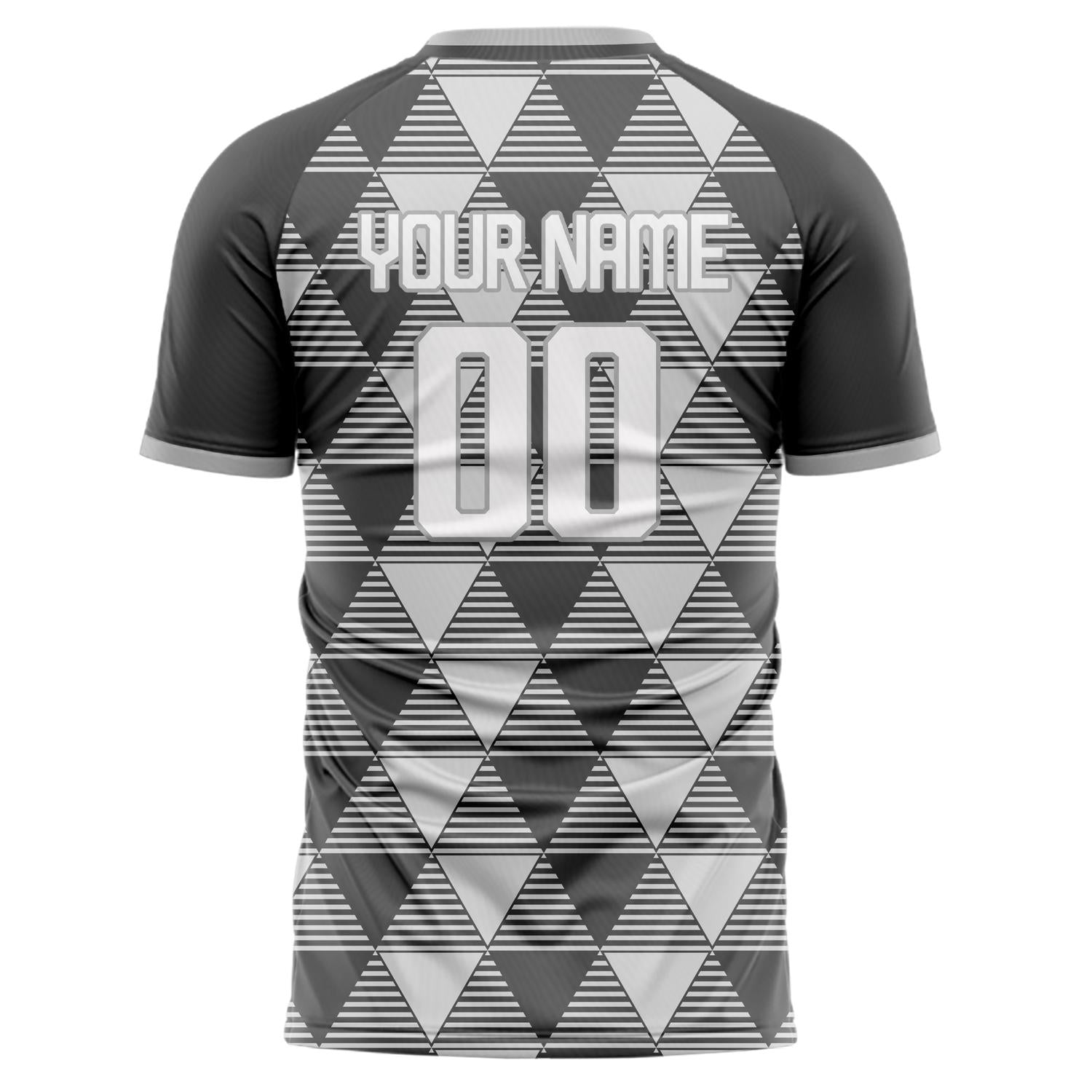 Benutzerdefiniertes Professionelles Grau Weiß Dreieck Fußballtrikot