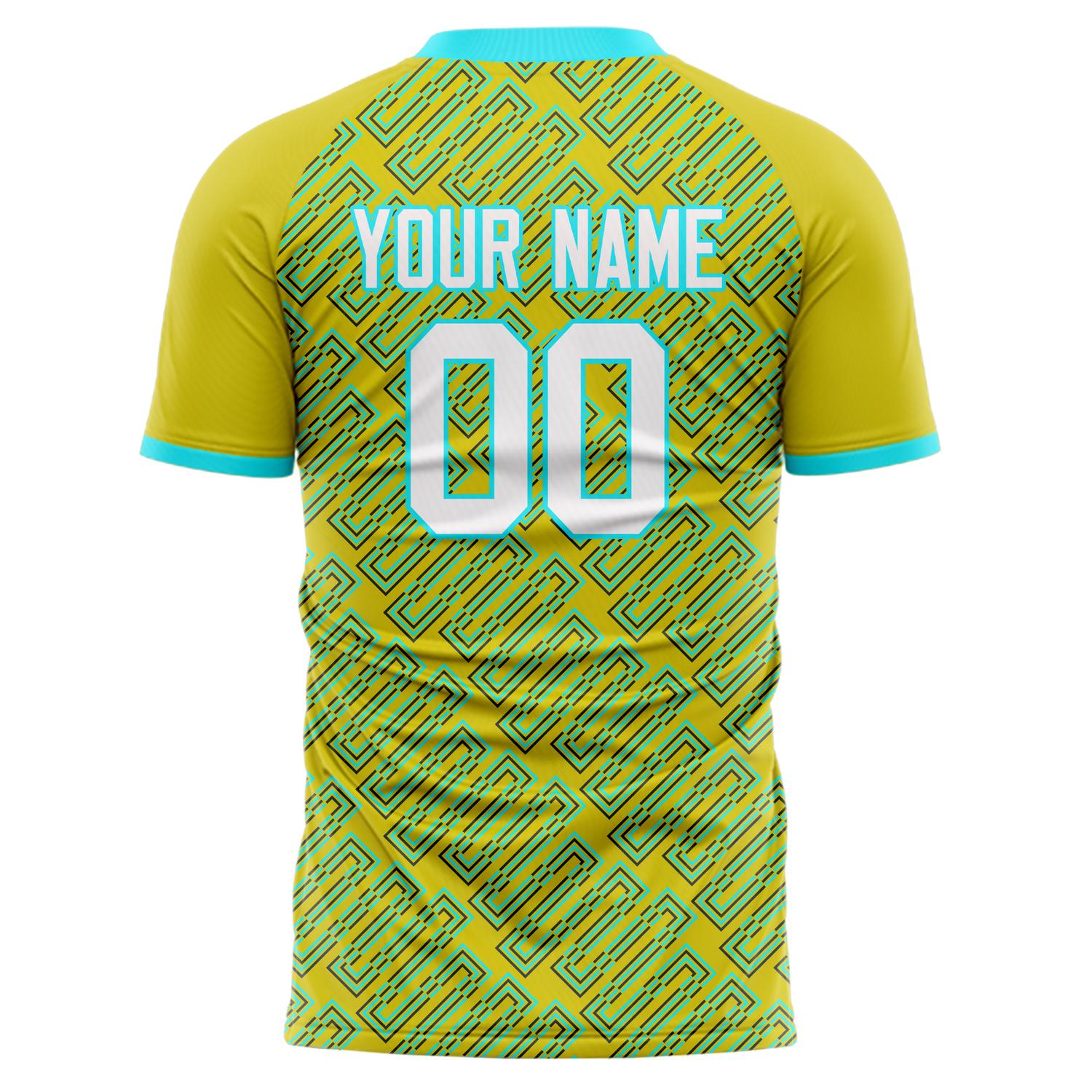 Custom Professional Yellow Green Geometric Soccer Jersey