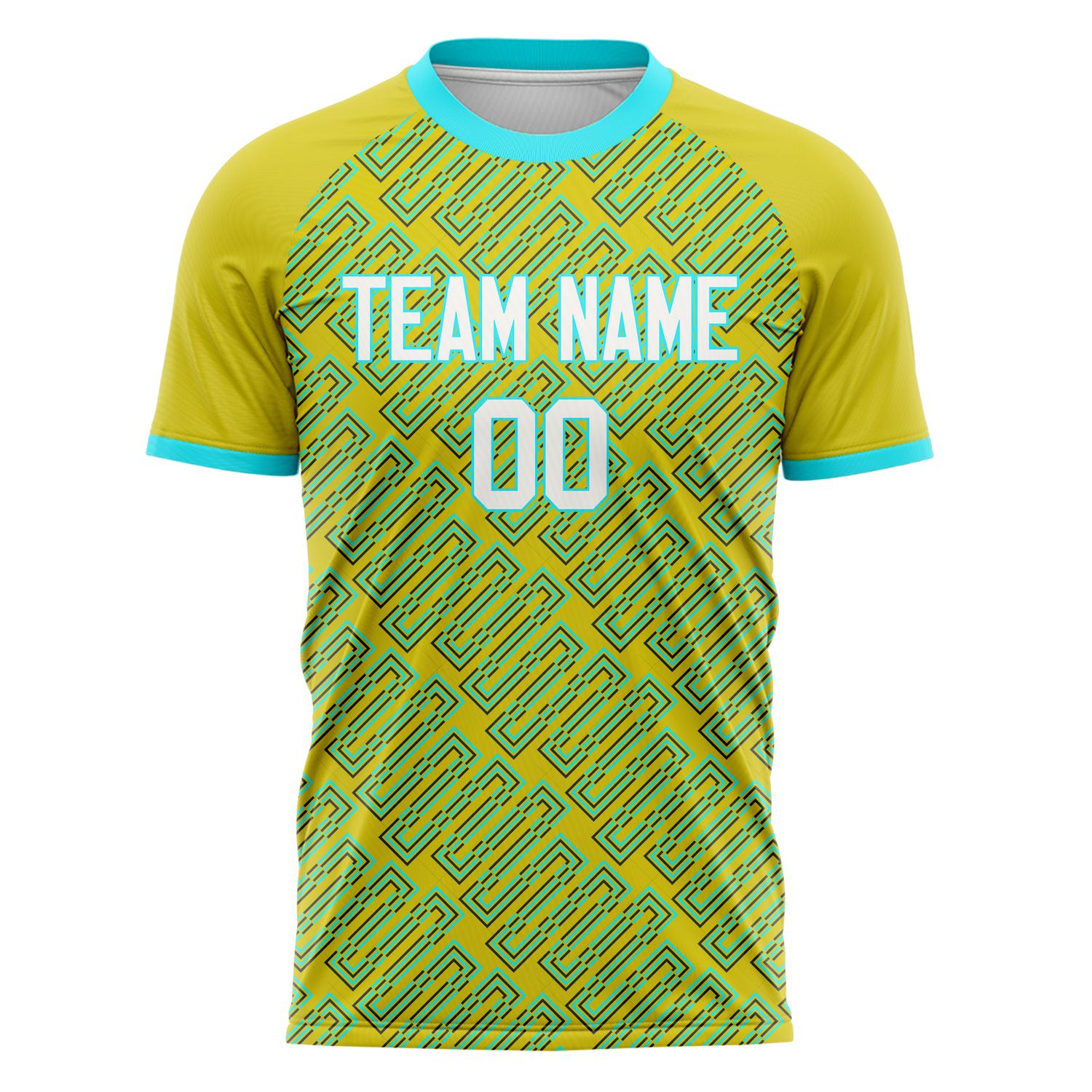 Custom Professional Yellow Green Geometric Soccer Jersey