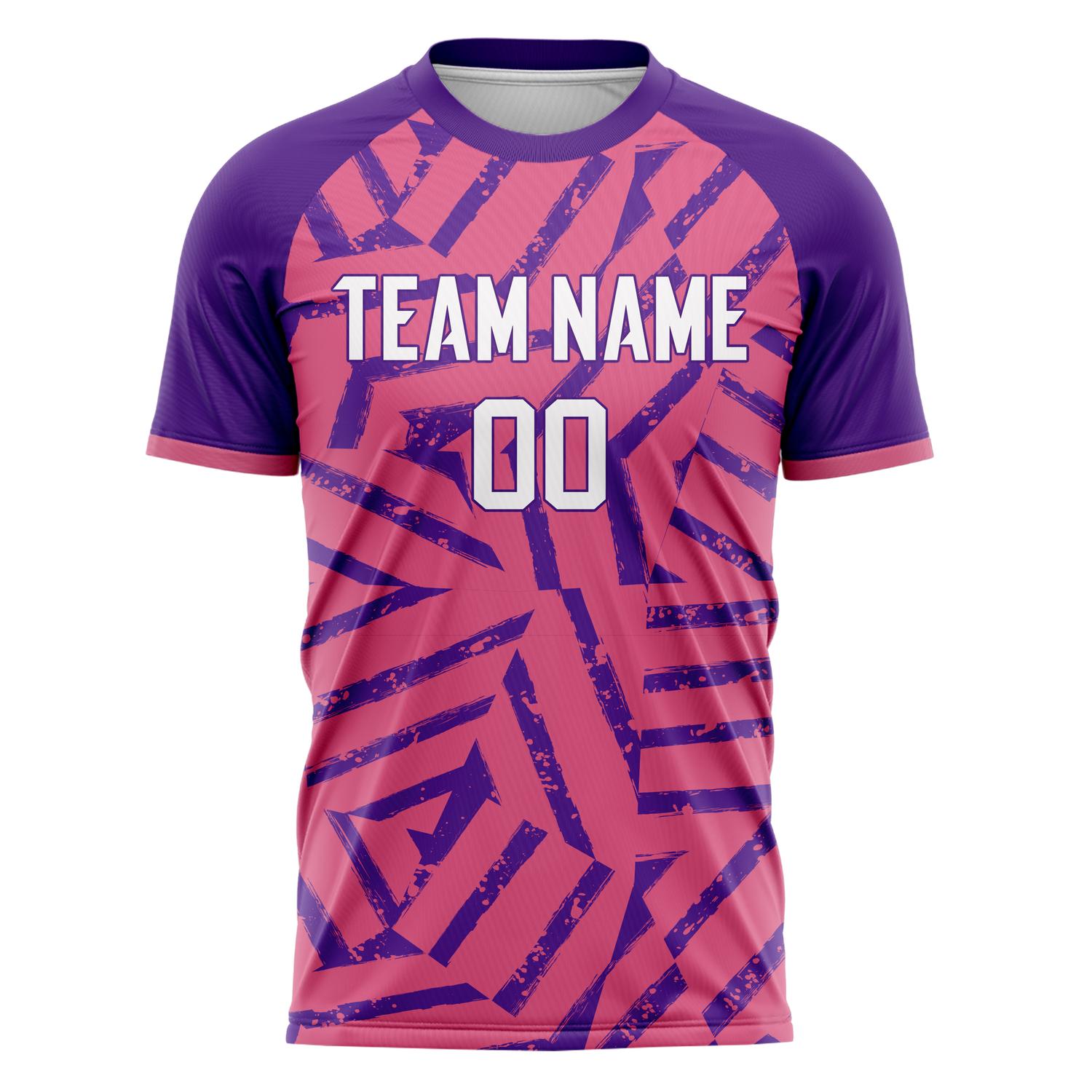 Custom Professional Pink Purple Geometry Soccer Jersey