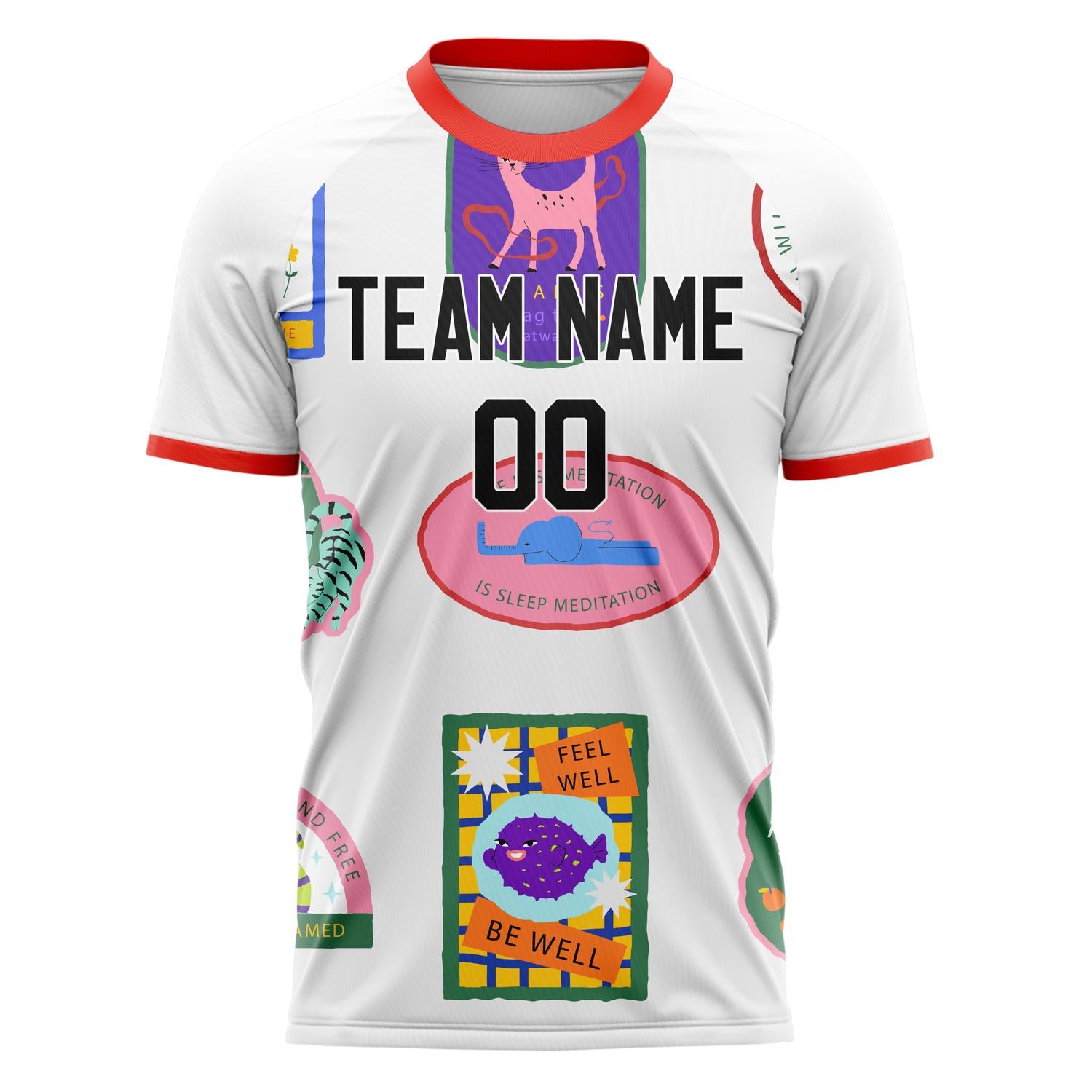 Custom Professional White Pink Cartoon Soccer Jersey